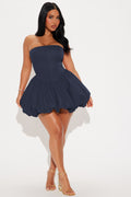 A Night in Paris Bubble Mini Dress - Navy