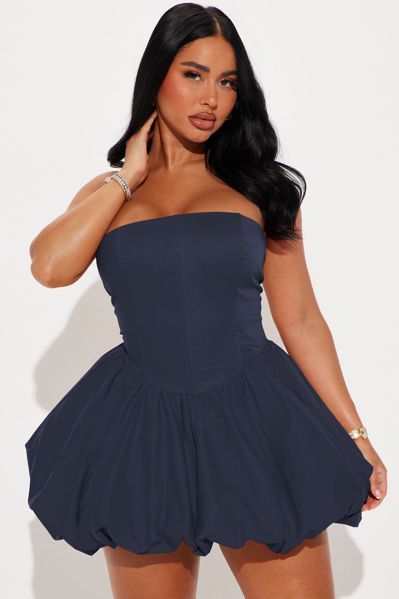 A Night in Paris Bubble Mini Dress - Navy