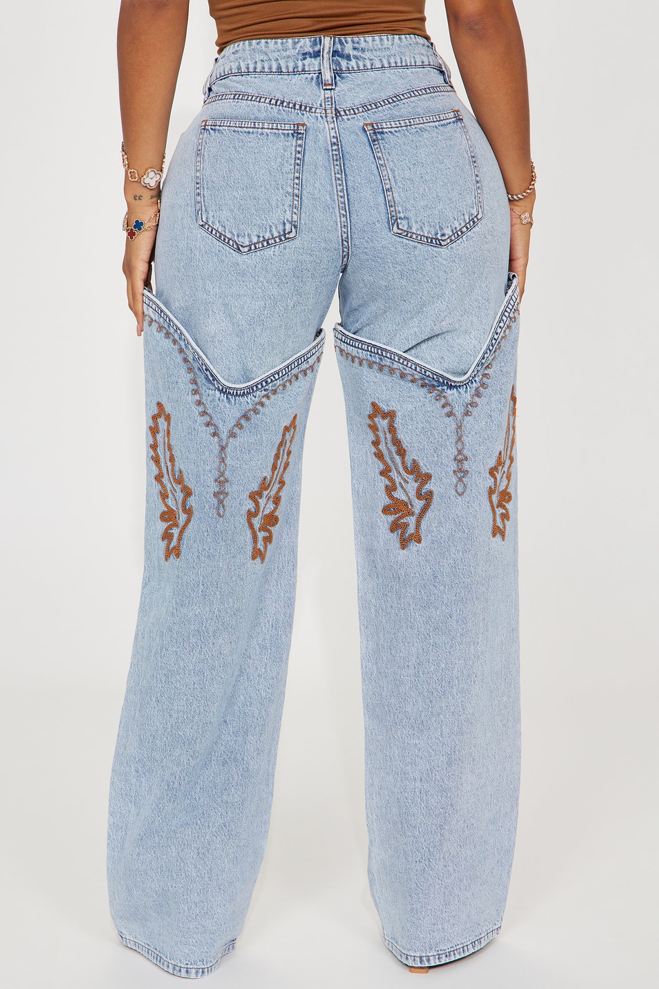 Let's Ride Western Boot Convertible Straight Leg Jeans - Light Wash