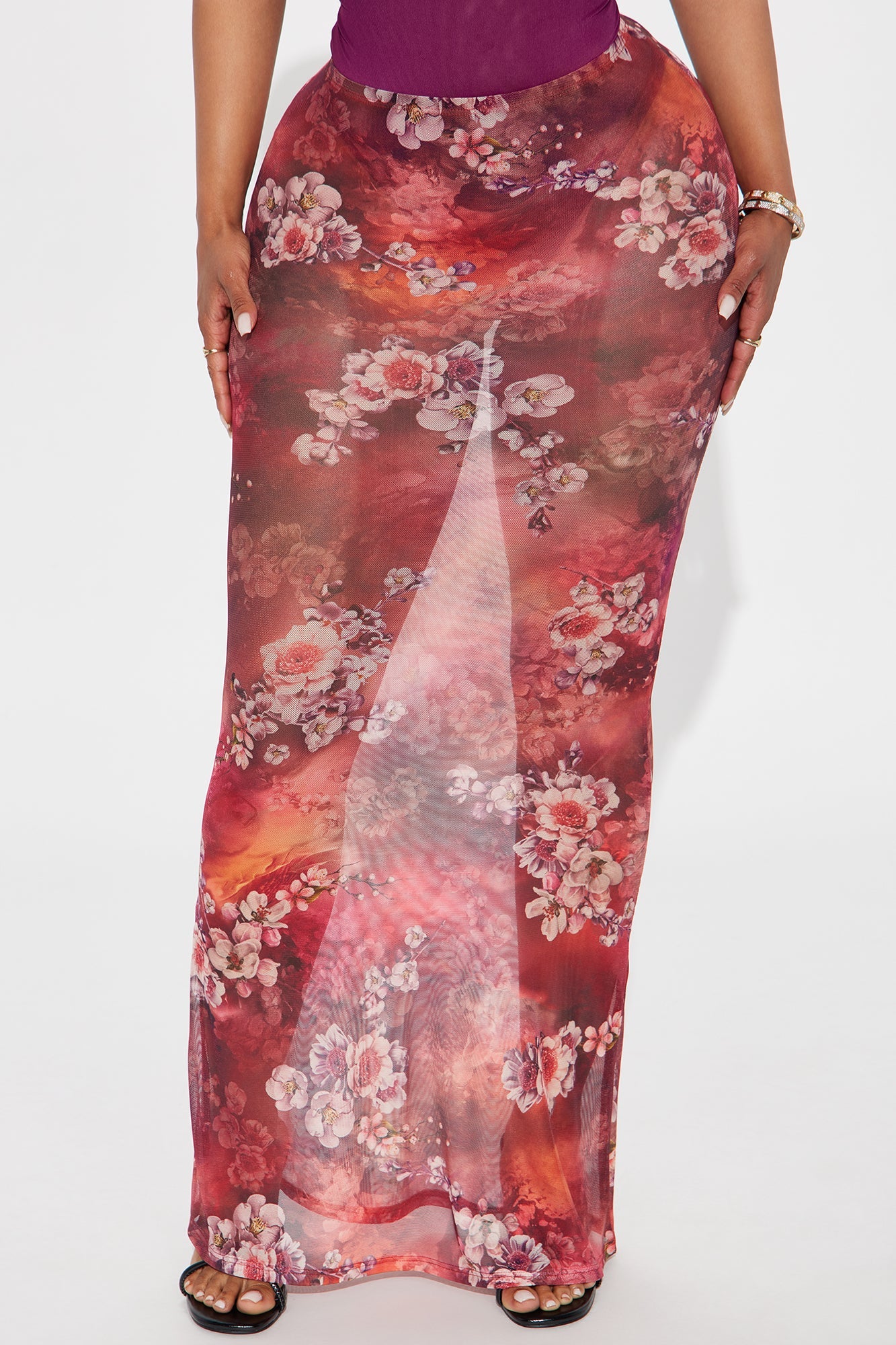 Harlowe Floral Maxi Skirt - Red/combo