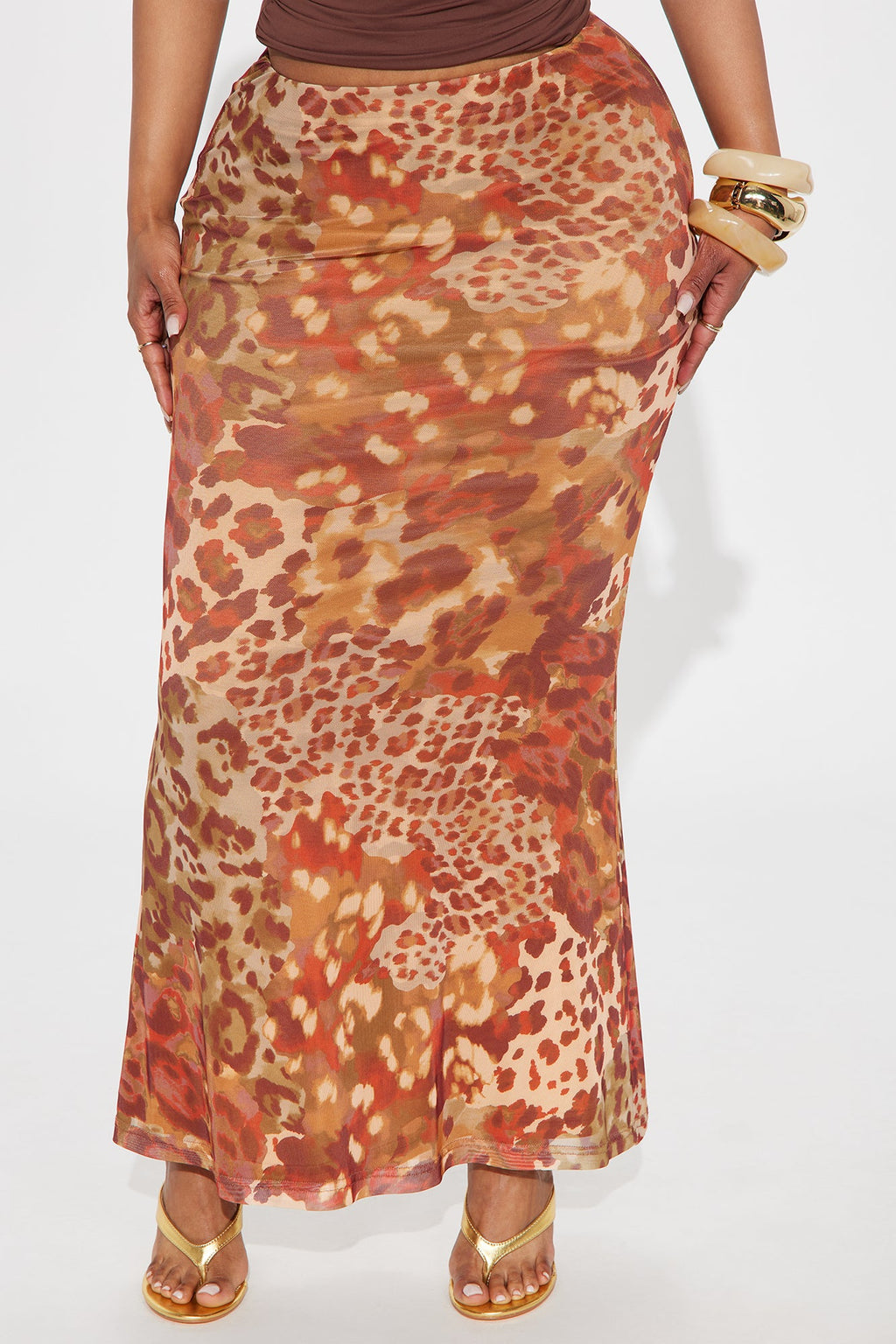Some Type Of Way Leopard Mesh Maxi - Brown/combo