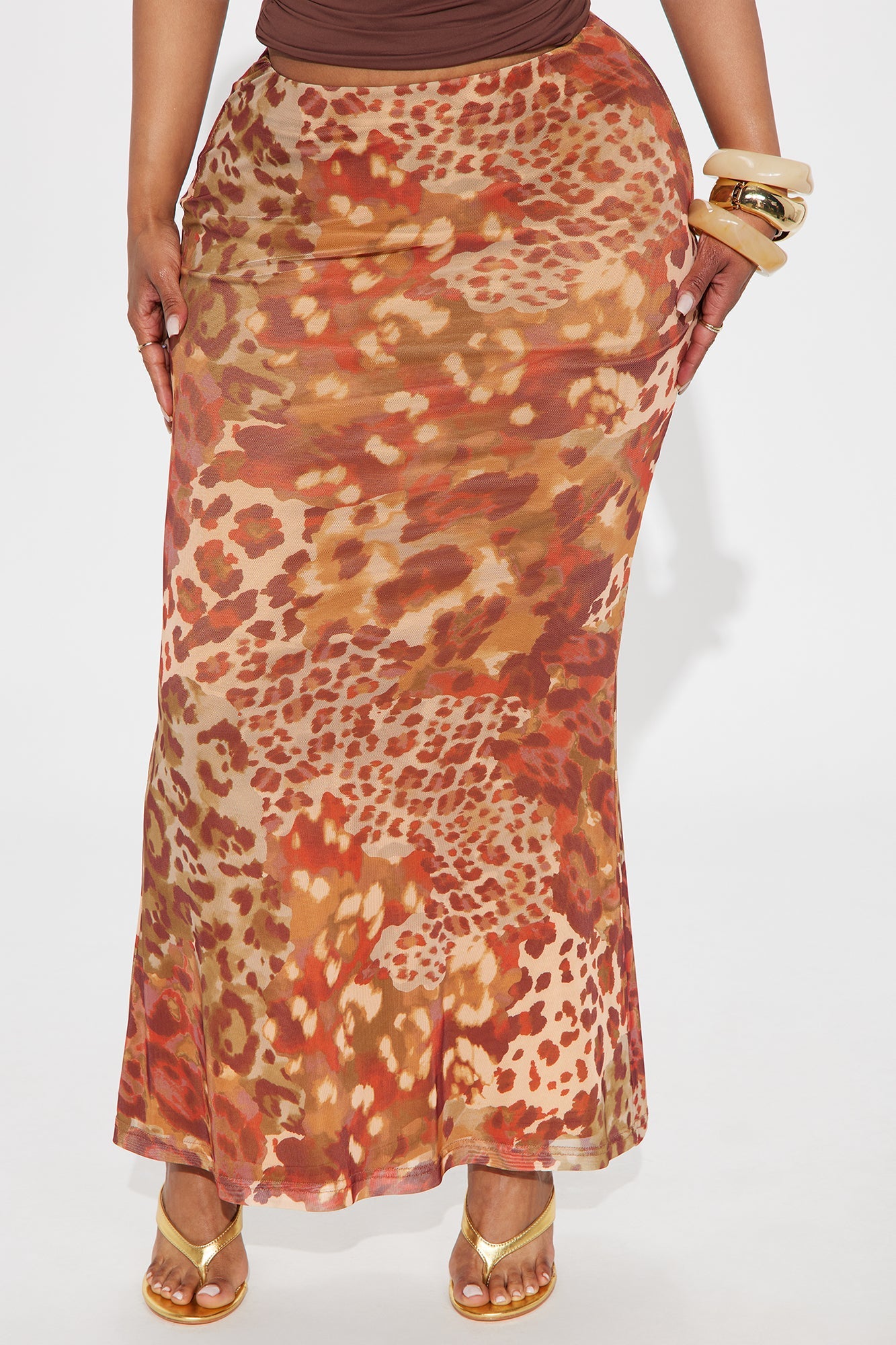 Some Type Of Way Leopard Mesh Maxi - Brown/combo