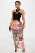 Girls Trip Leopard Mesh Maxi Skirt - Brown/combo