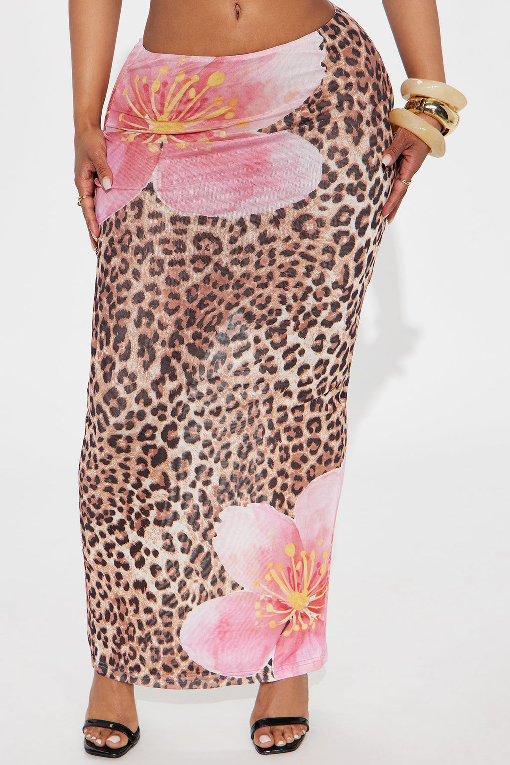 Girls Trip Leopard Mesh Maxi Skirt - Brown/combo