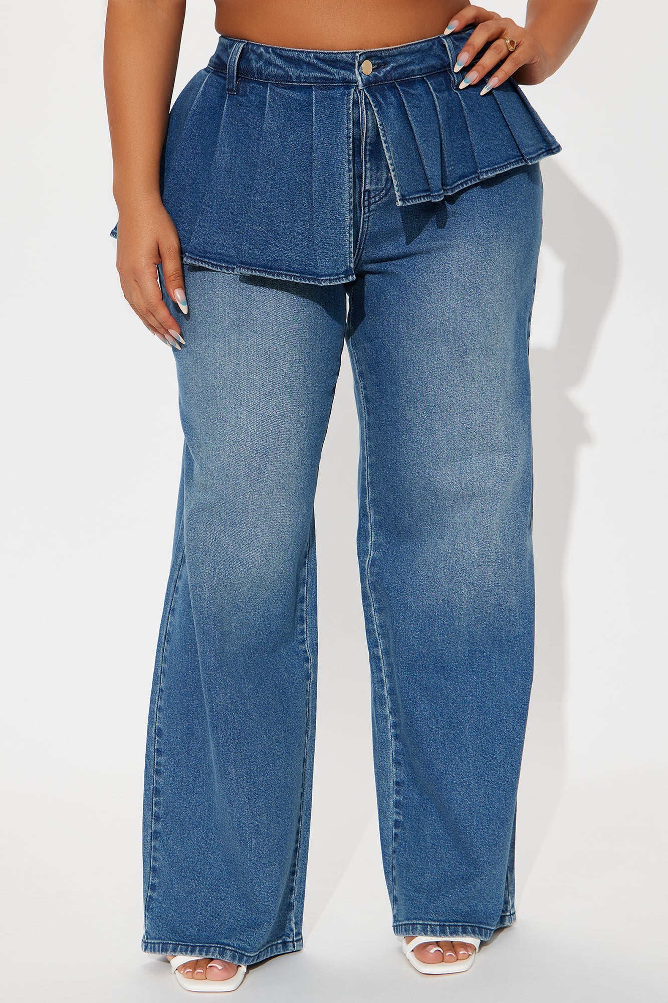 Just A Girl Low Rise Skirted Straight Leg Jeans - Dark Wash