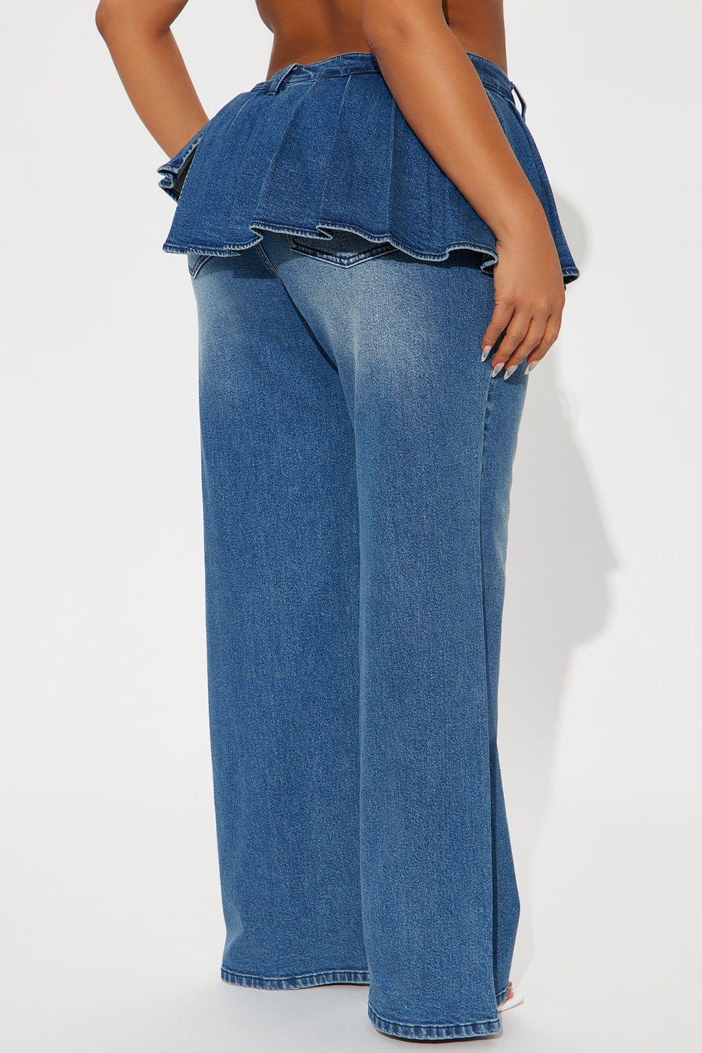 Just A Girl Low Rise Skirted Straight Leg Jeans - Dark Wash