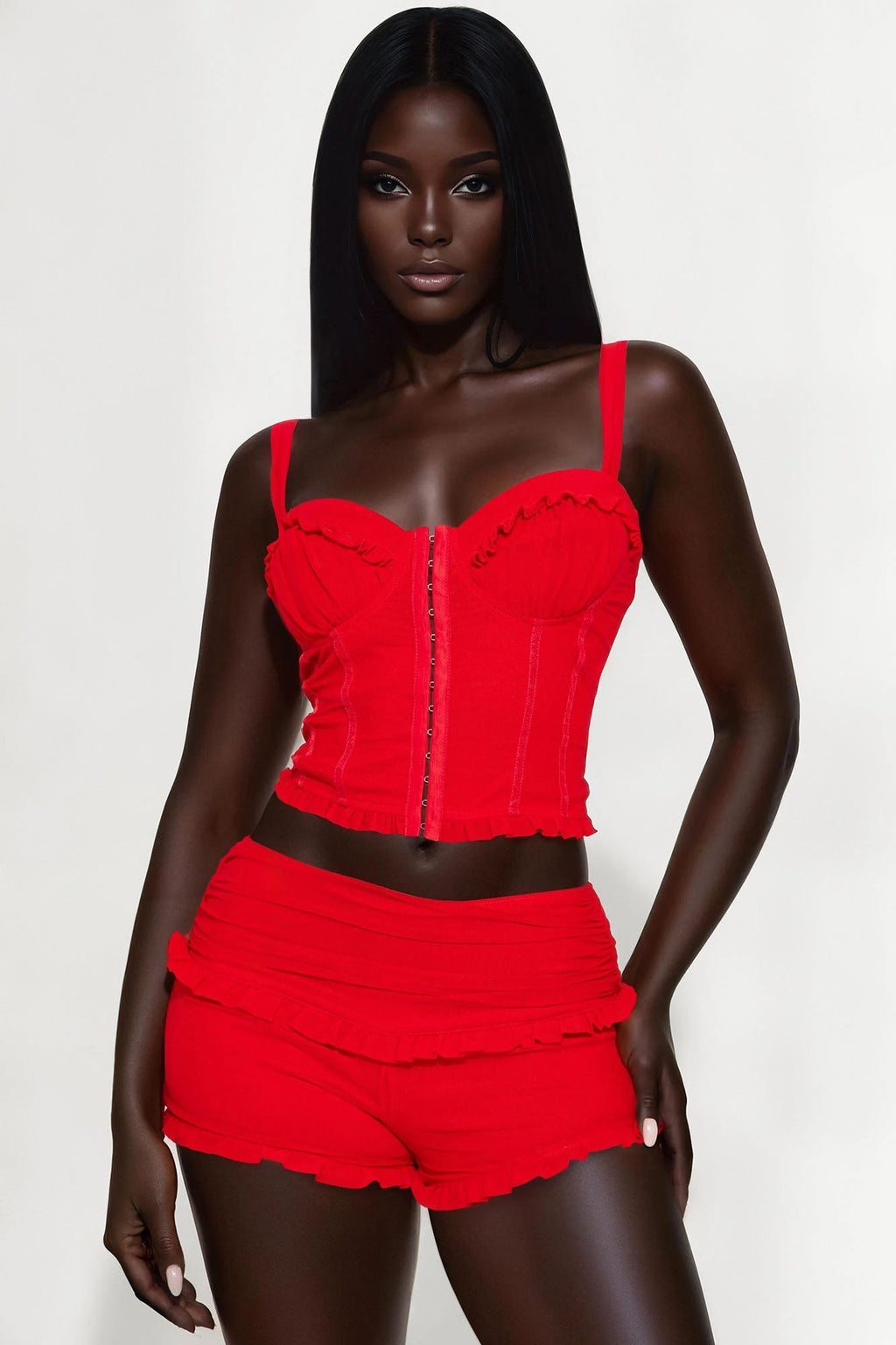 Dare Me Darling Mesh Short Set - Red