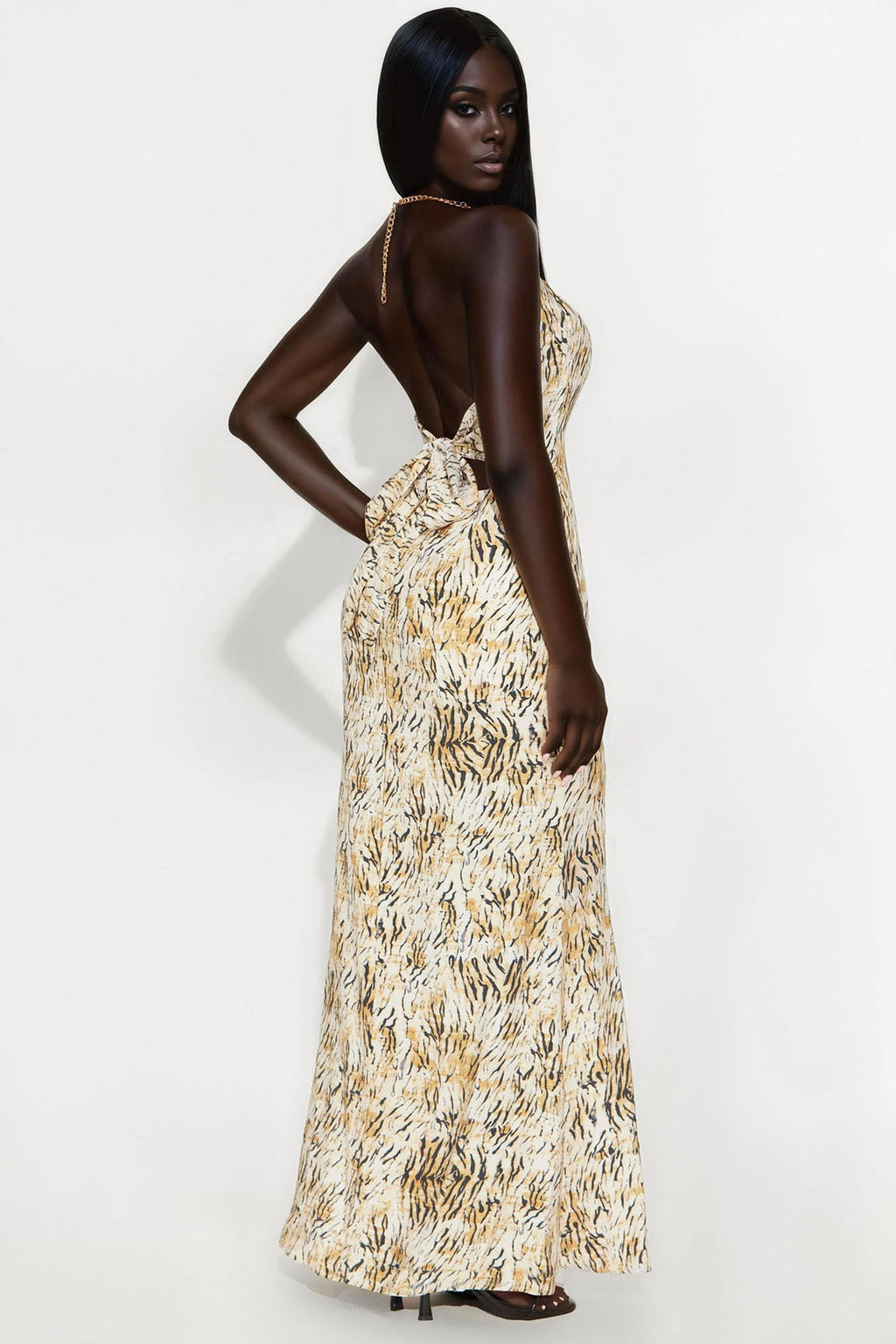 Golden Girl Animal Print Maxi Dress - Ivory/combo