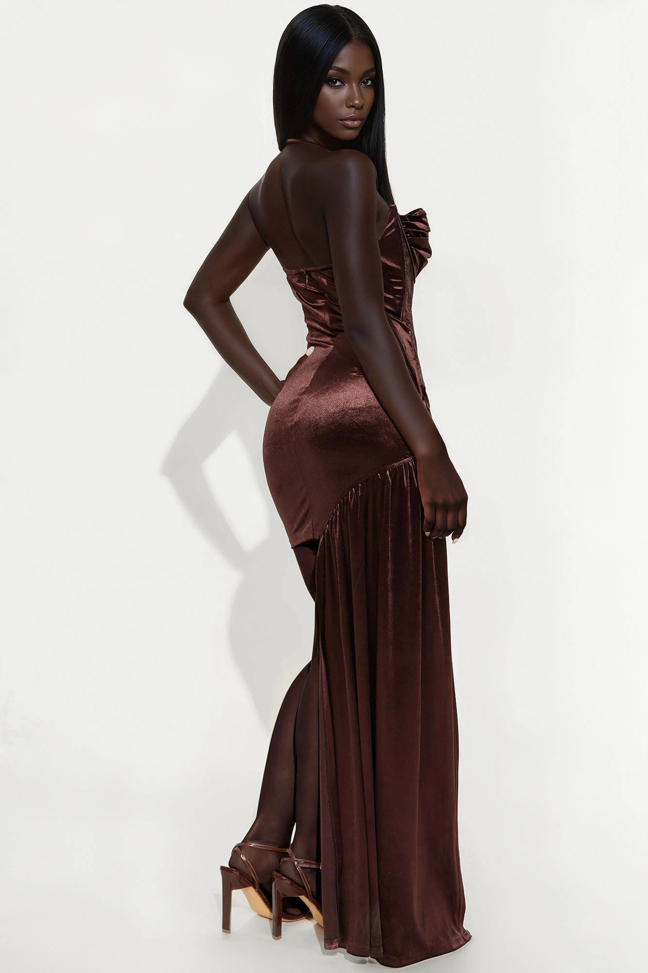 Secret Romance Embellished Mini Dress - Chocolate