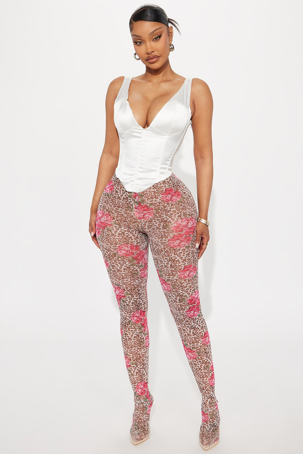 Wild Beauty Leopard Mesh Footed Legging - Brown/combo