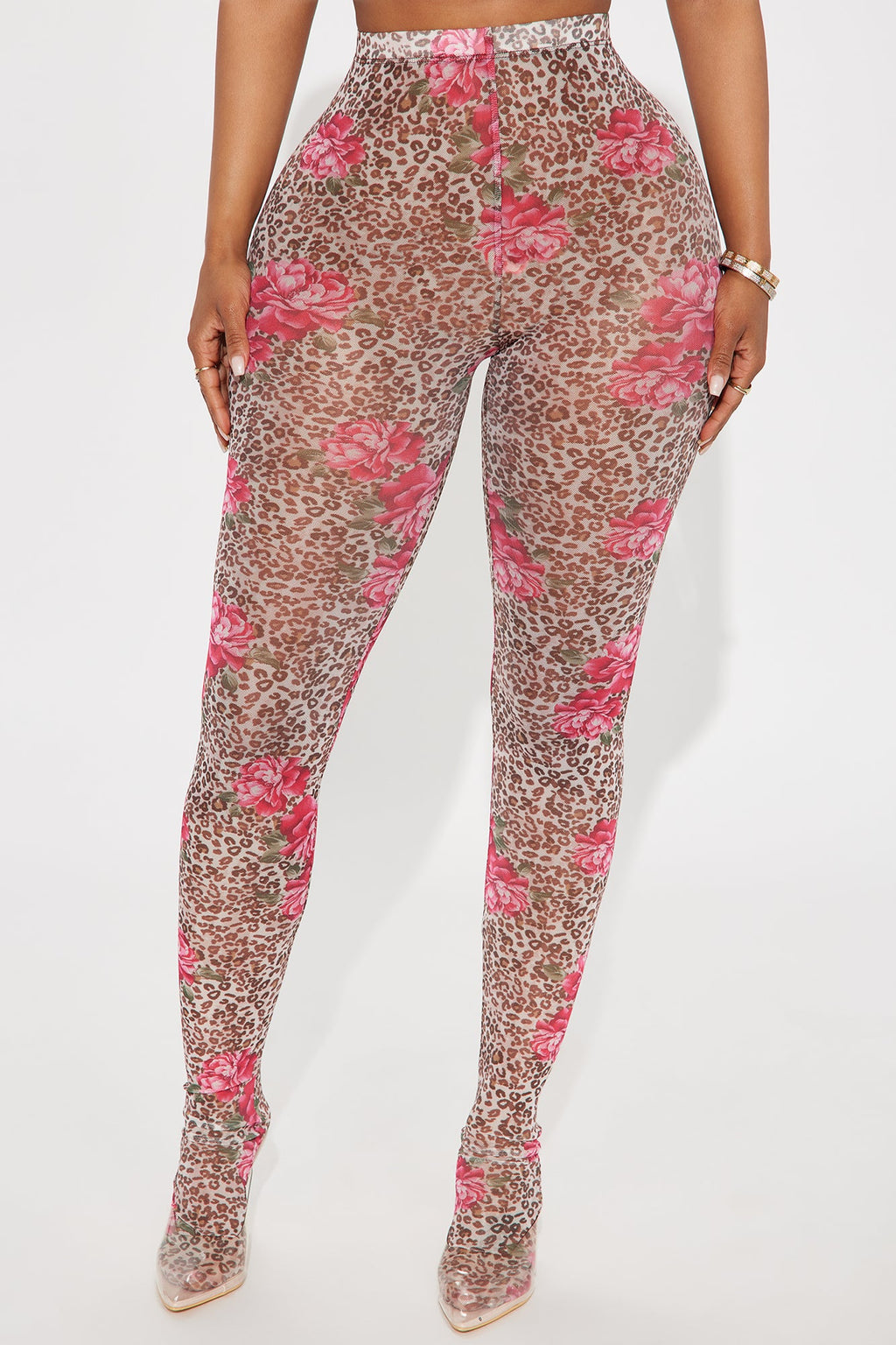 Wild Beauty Leopard Mesh Footed Legging - Brown/combo