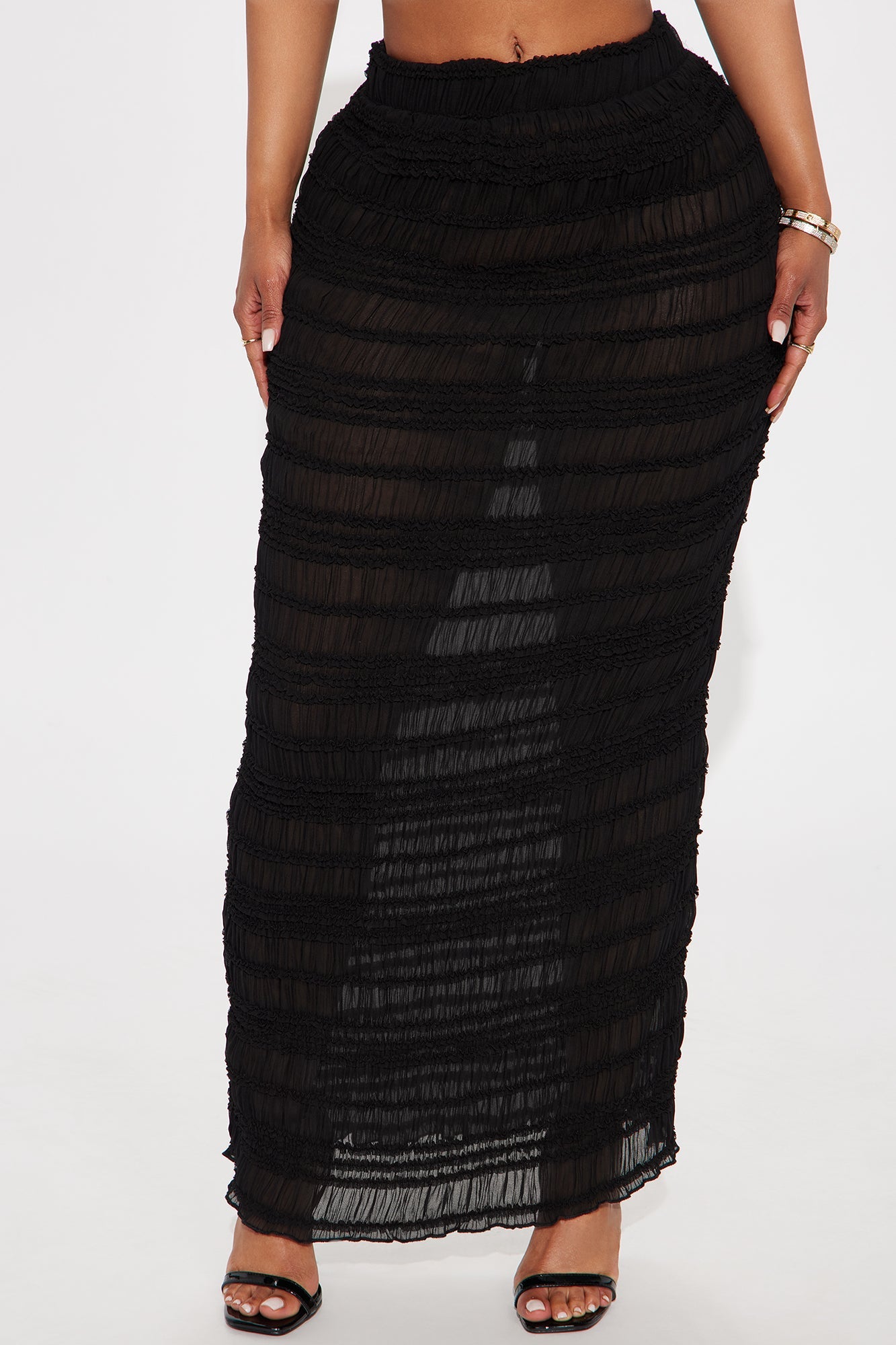 Elise Tiered Ruffle Maxi Skirt - Black