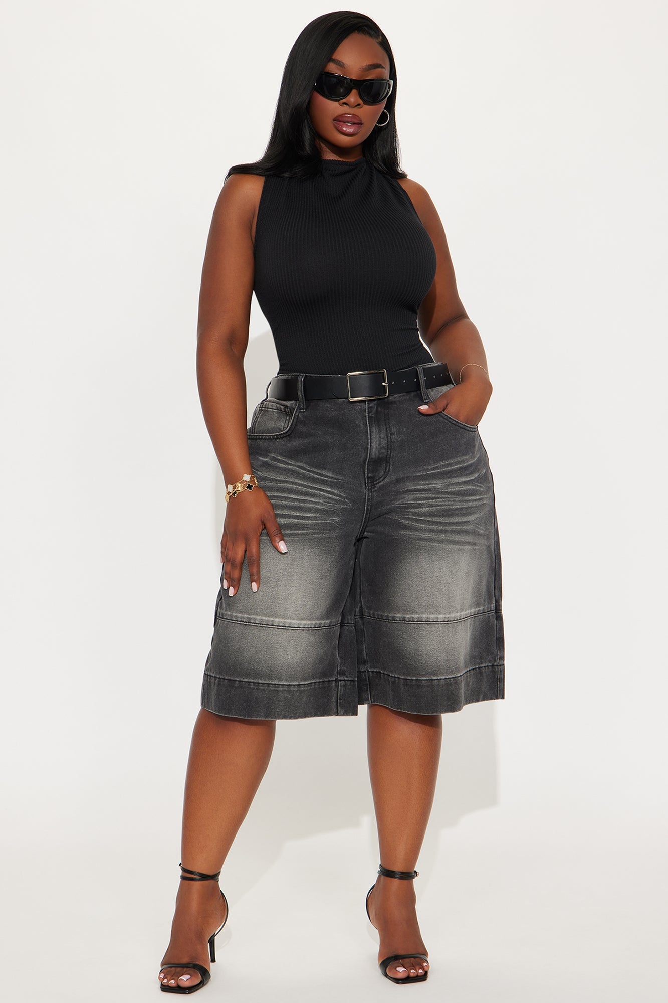 Keeping It Cool Denim Jorts - Black Wash