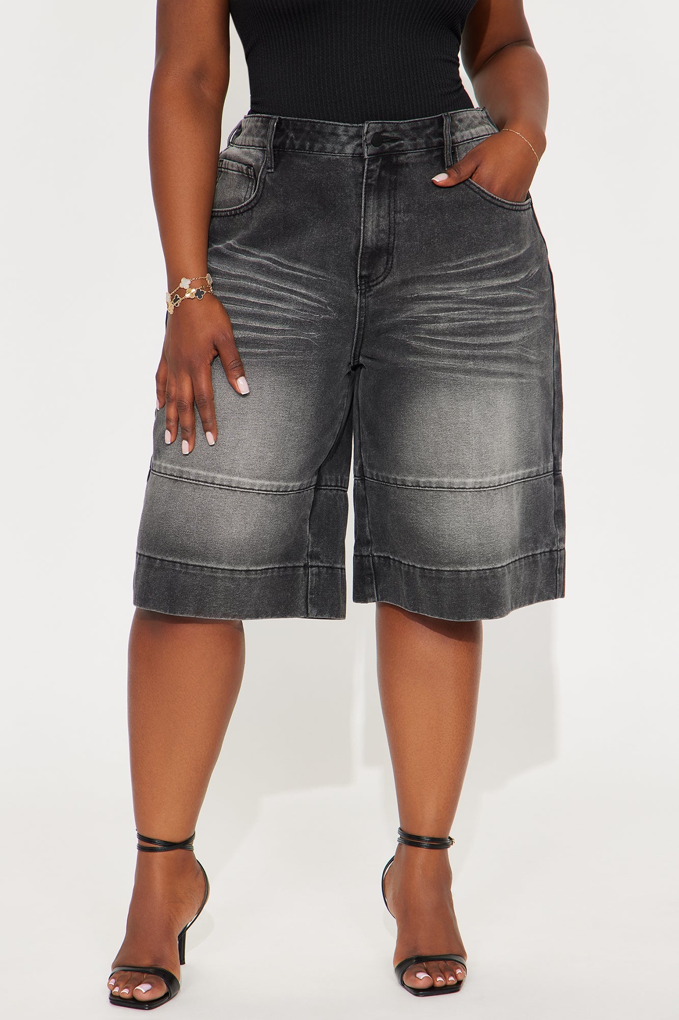 Keeping It Cool Denim Jorts - Black Wash