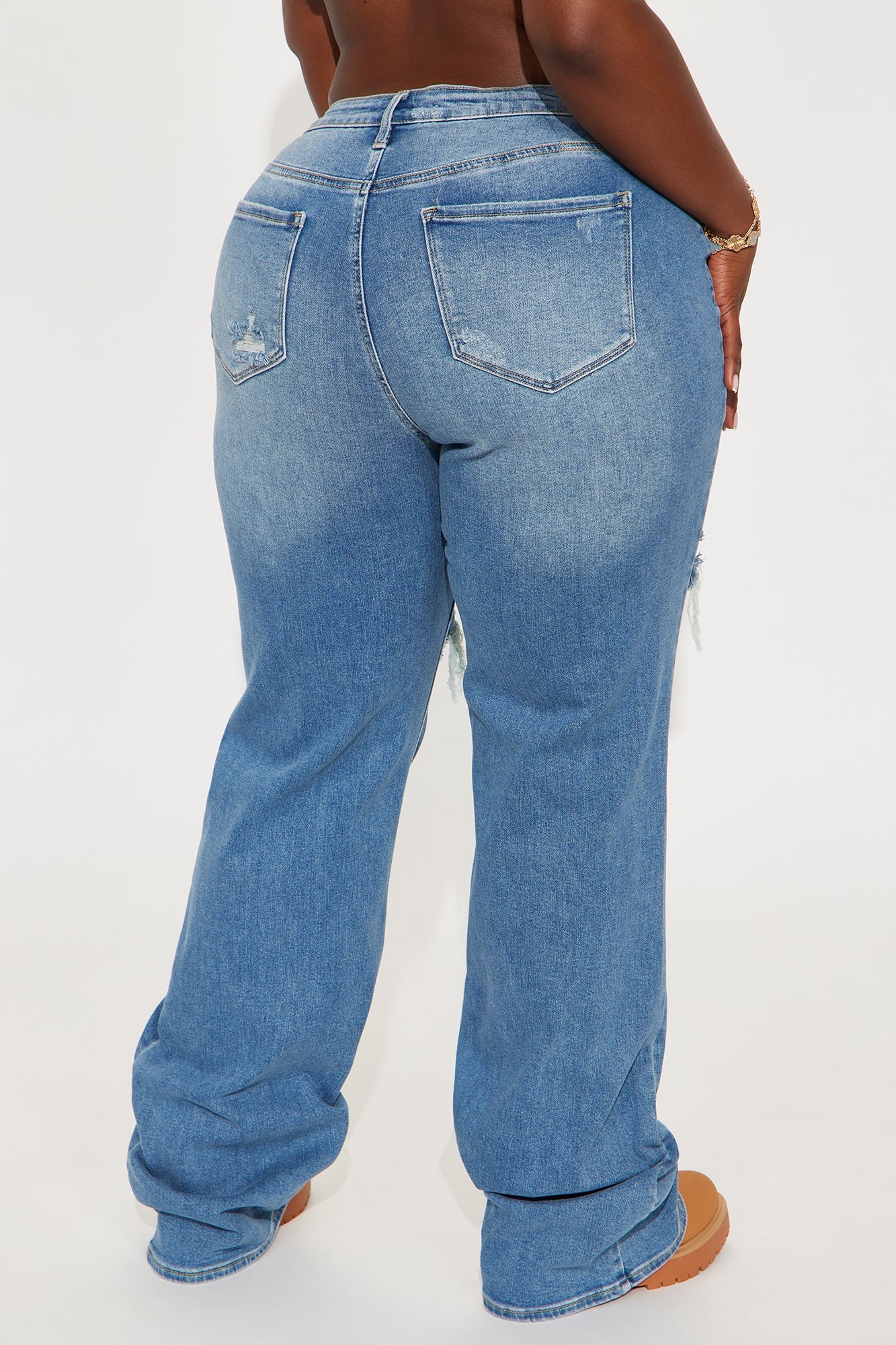 Tall Remi Ripped Stretch Baggy Jeans - Medium Wash