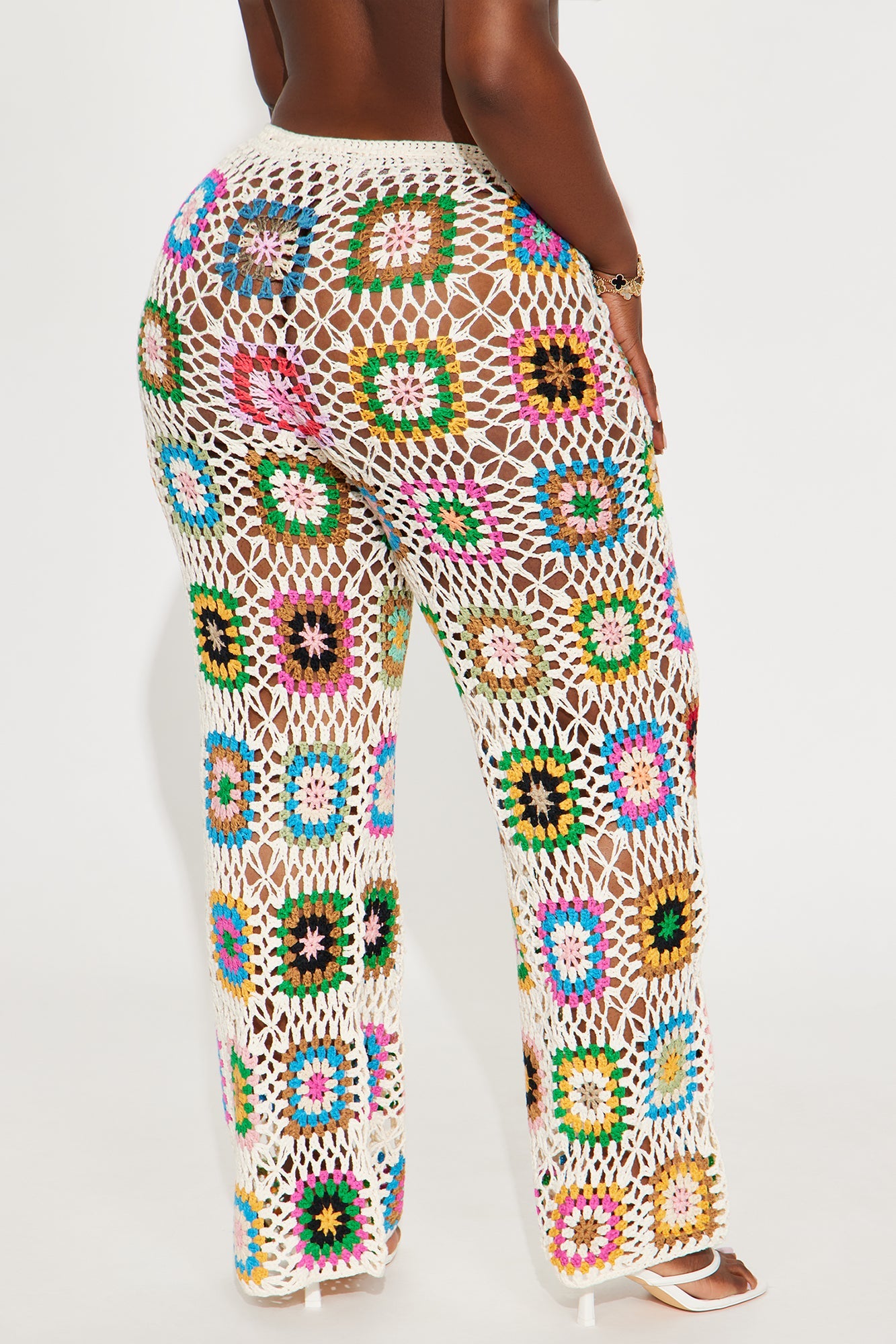 Thriving In The Sun Crochet Wide Leg Pant - Cream/combo