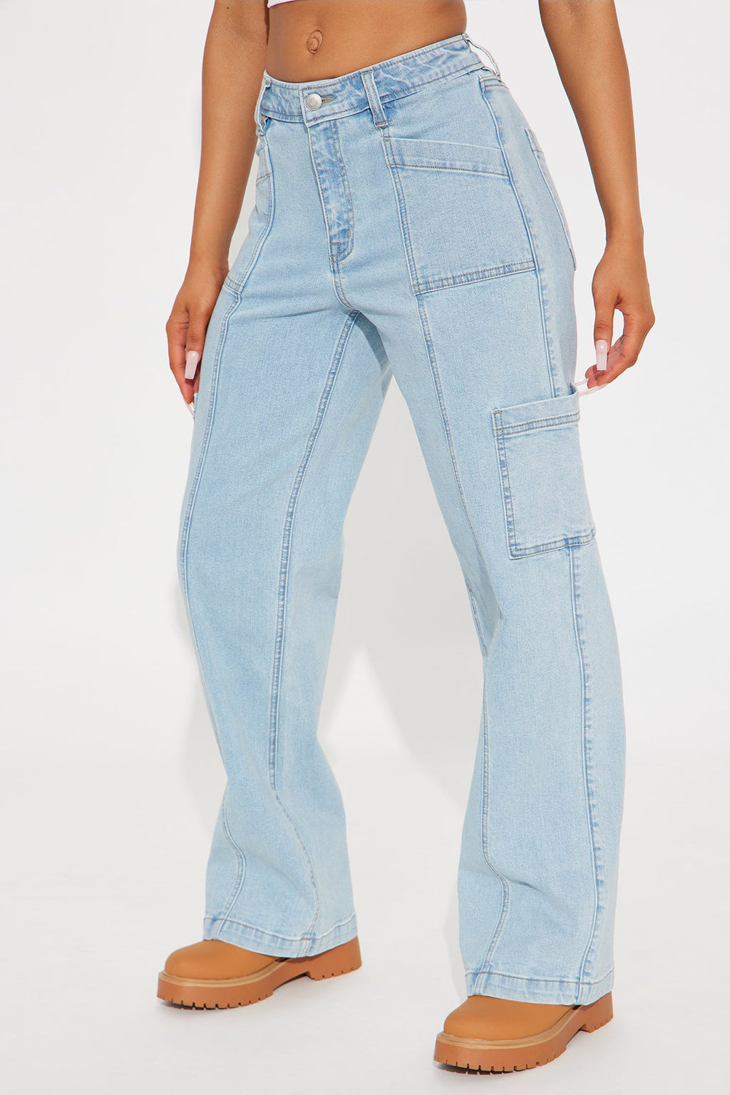 Newport Stretch Seamed Straight Leg Jeans - Light Wash