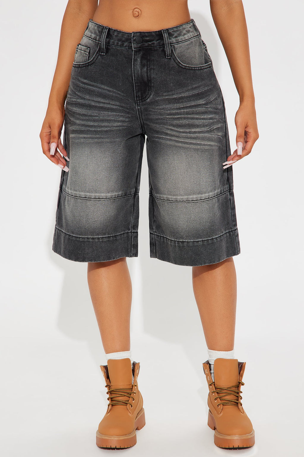 Keeping It Cool Denim Jorts - Black Wash