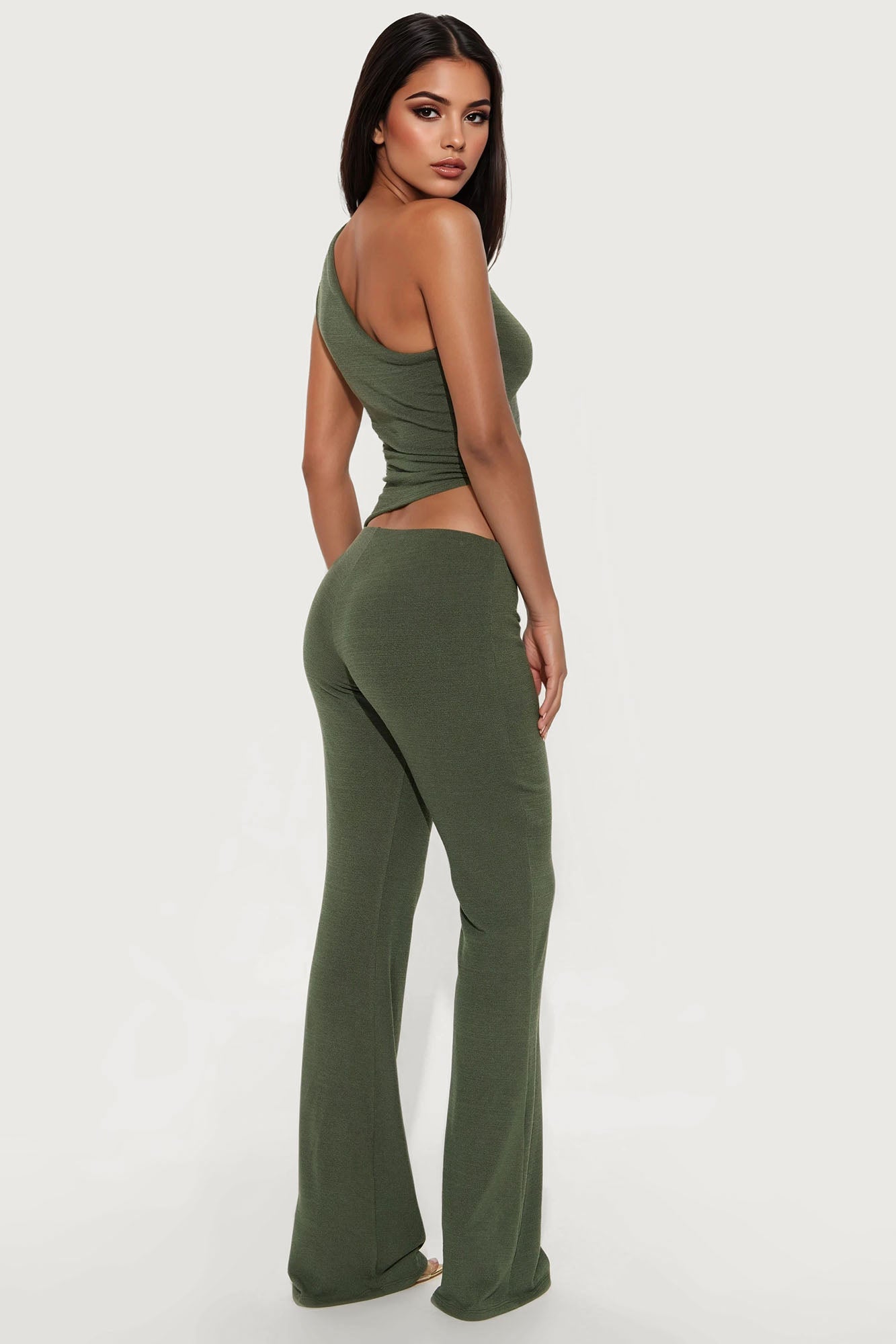 Stella One Shoulder Pant Set - Olive