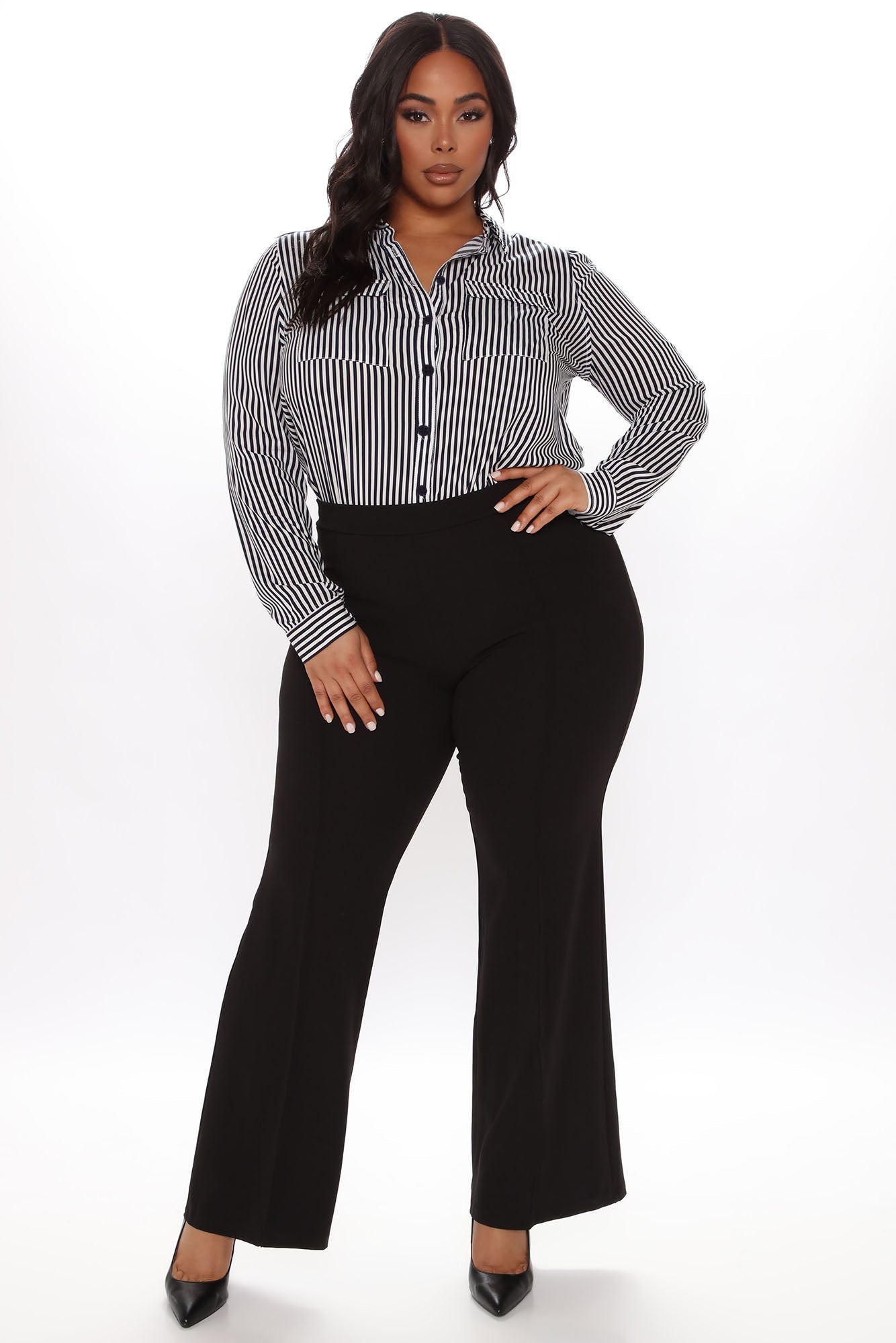 You Better Work Striped Shirt II - Navy/White