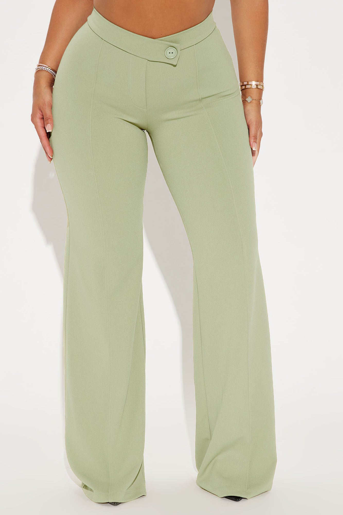 Call It Even Wide Leg Dress Pants - Sage