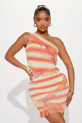 Somewhere Sunny Stripe Skirt Set - Orange/combo