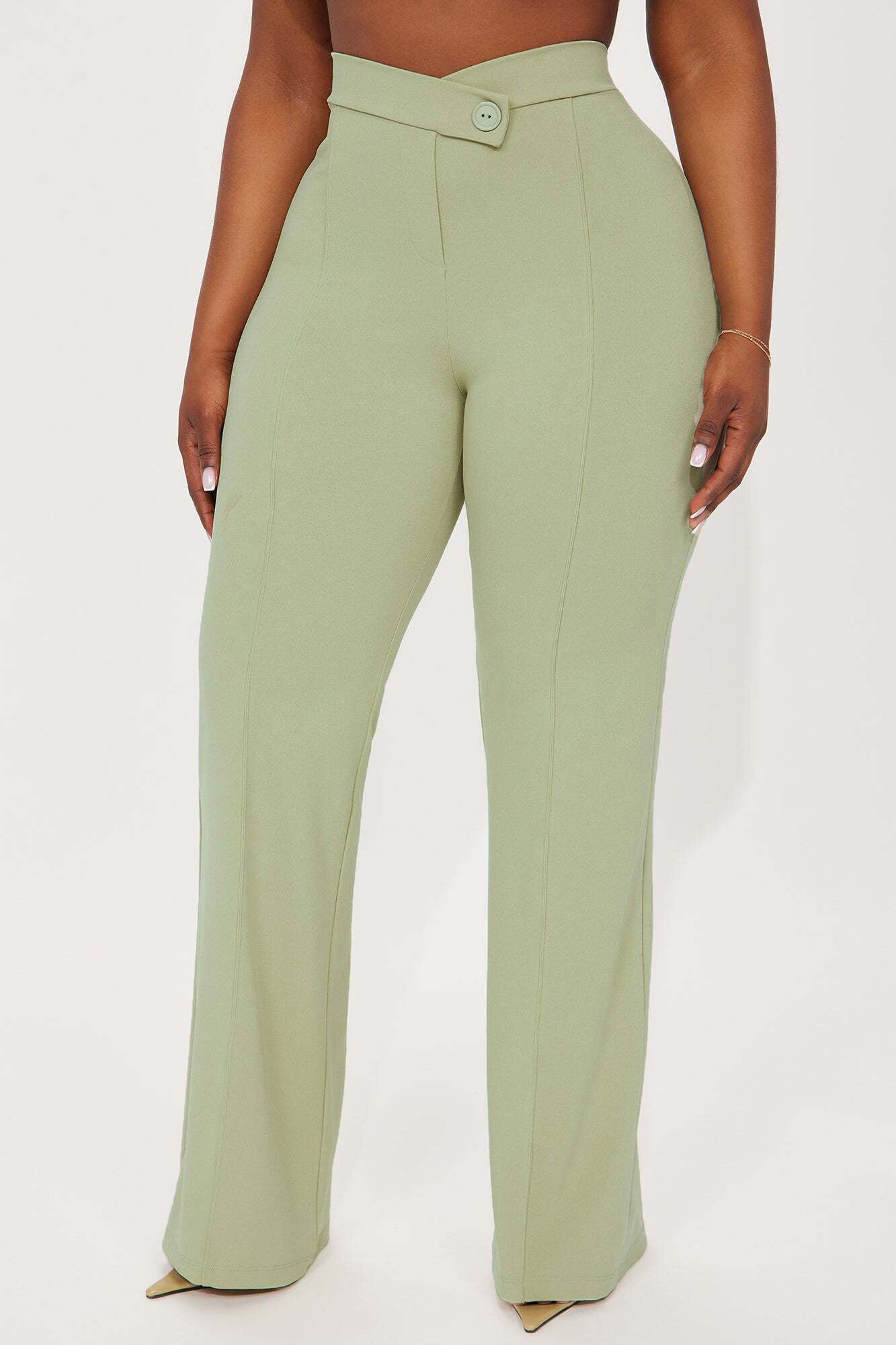 Call It Even Wide Leg Dress Pants - Sage