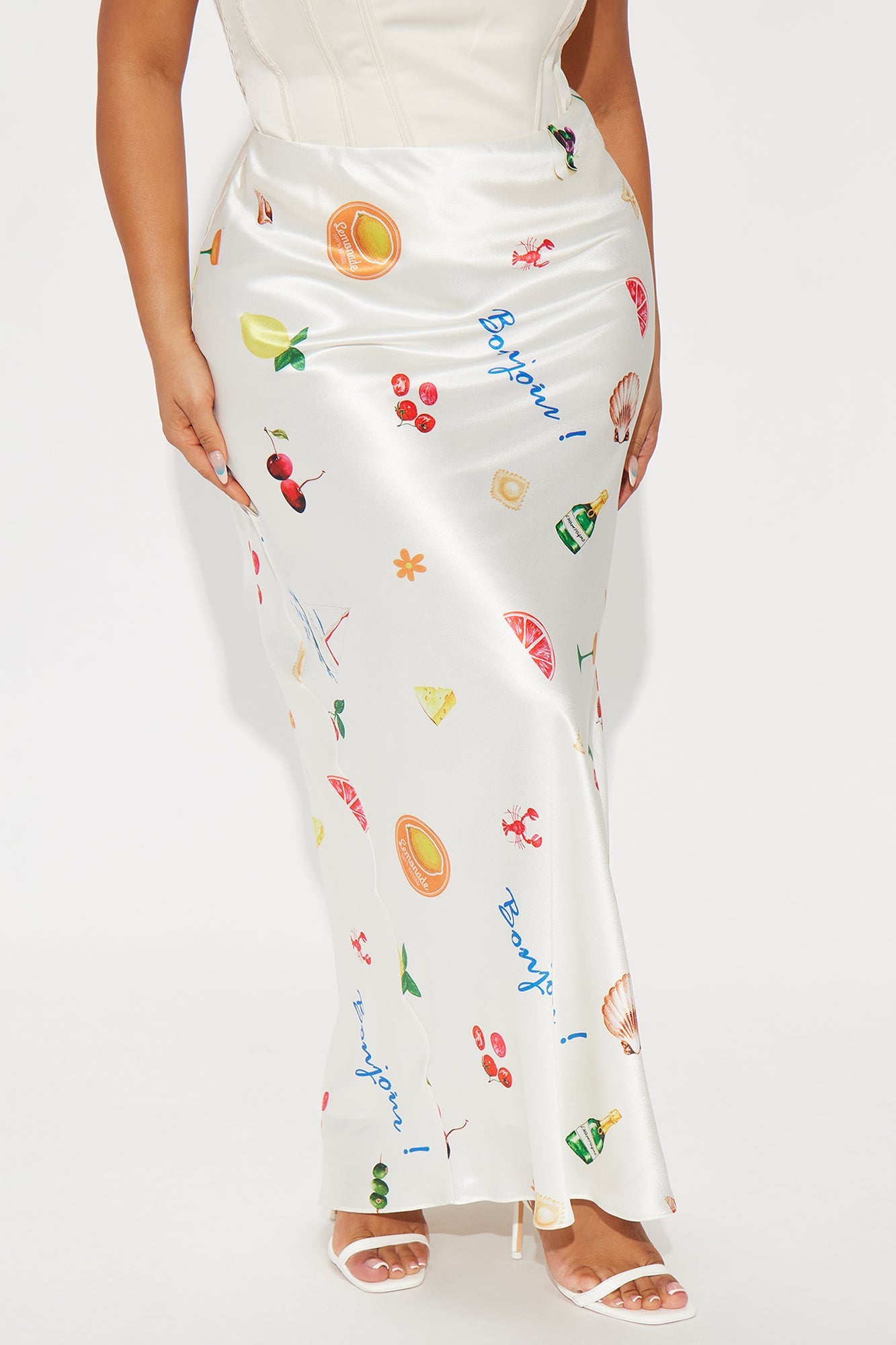 Vacay Ready High Rise Novelty Print Maxi Skirt - Cream