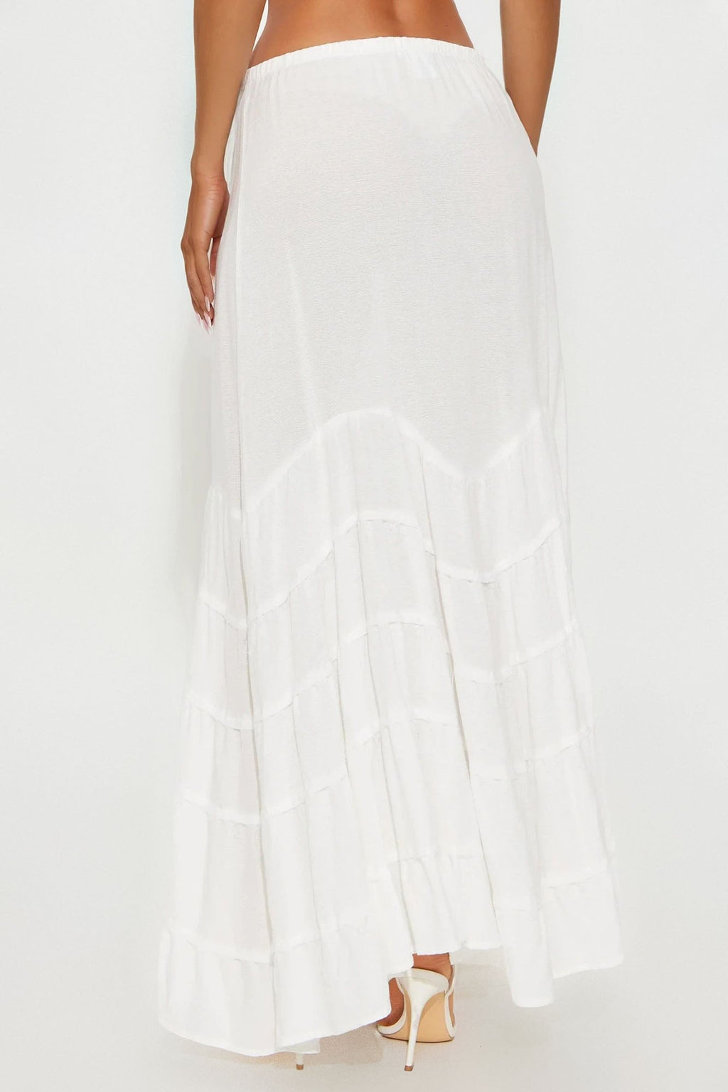 Meet Me Somewhere Ruffled Maxi Skirt - Ivory