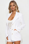Amina Oversized Linen Blazer - White
