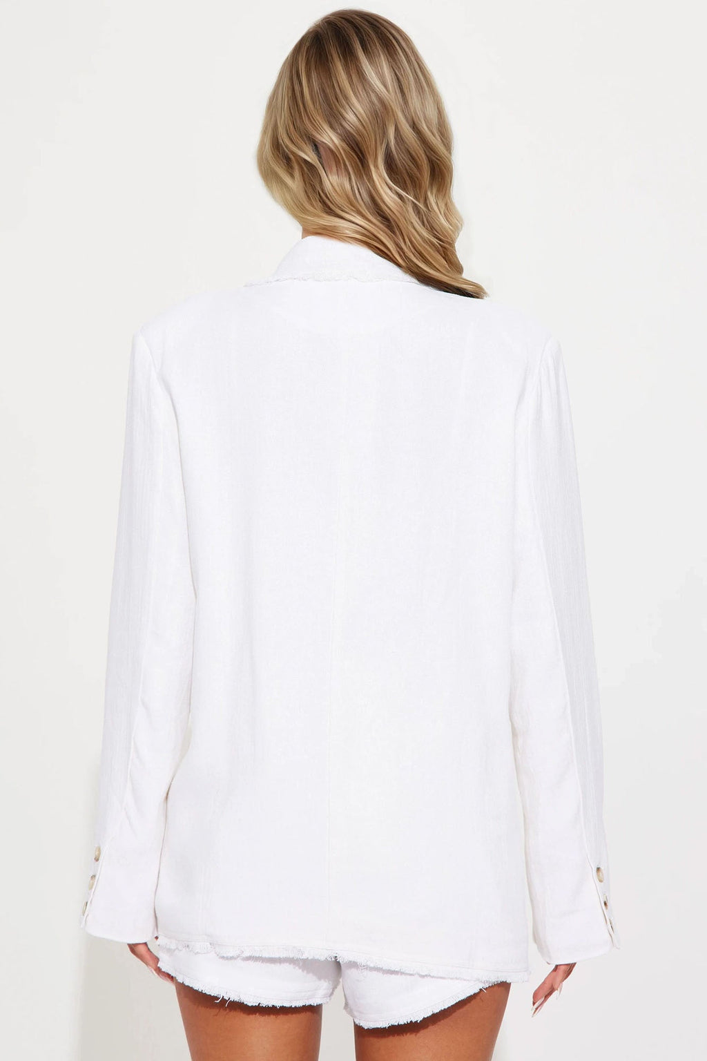 Amina Oversized Linen Blazer - White