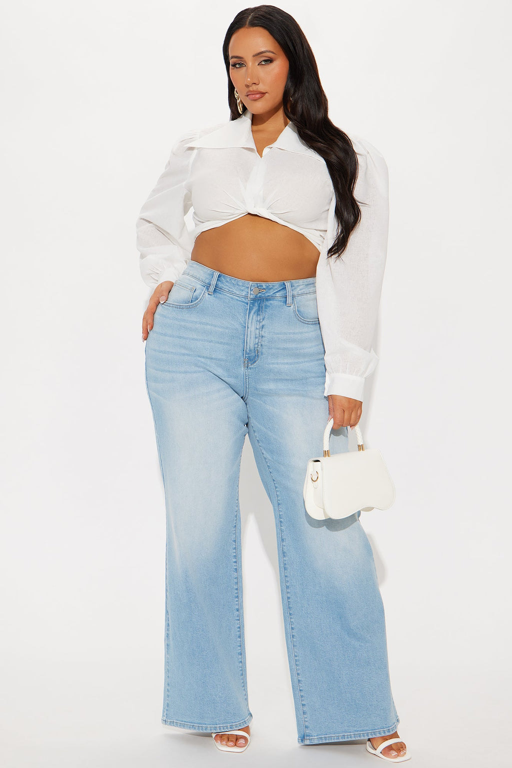 Chasing Thrills Stretch Wide Leg Jeans - Light Wash