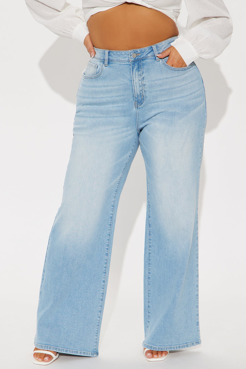 Chasing Thrills Stretch Wide Leg Jeans - Light Wash