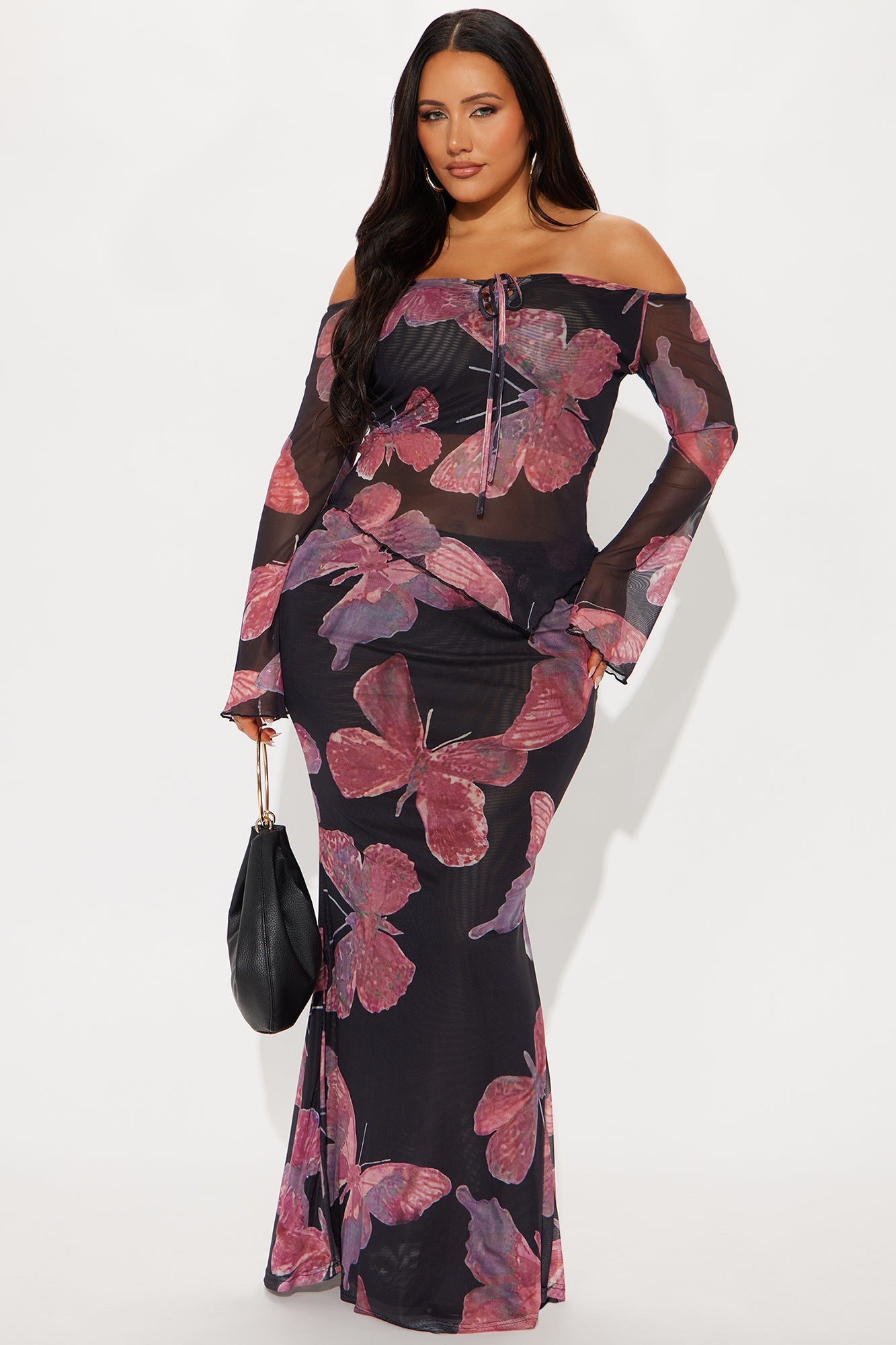 Social Butterfly Mesh Skirt Set - Pink/combo