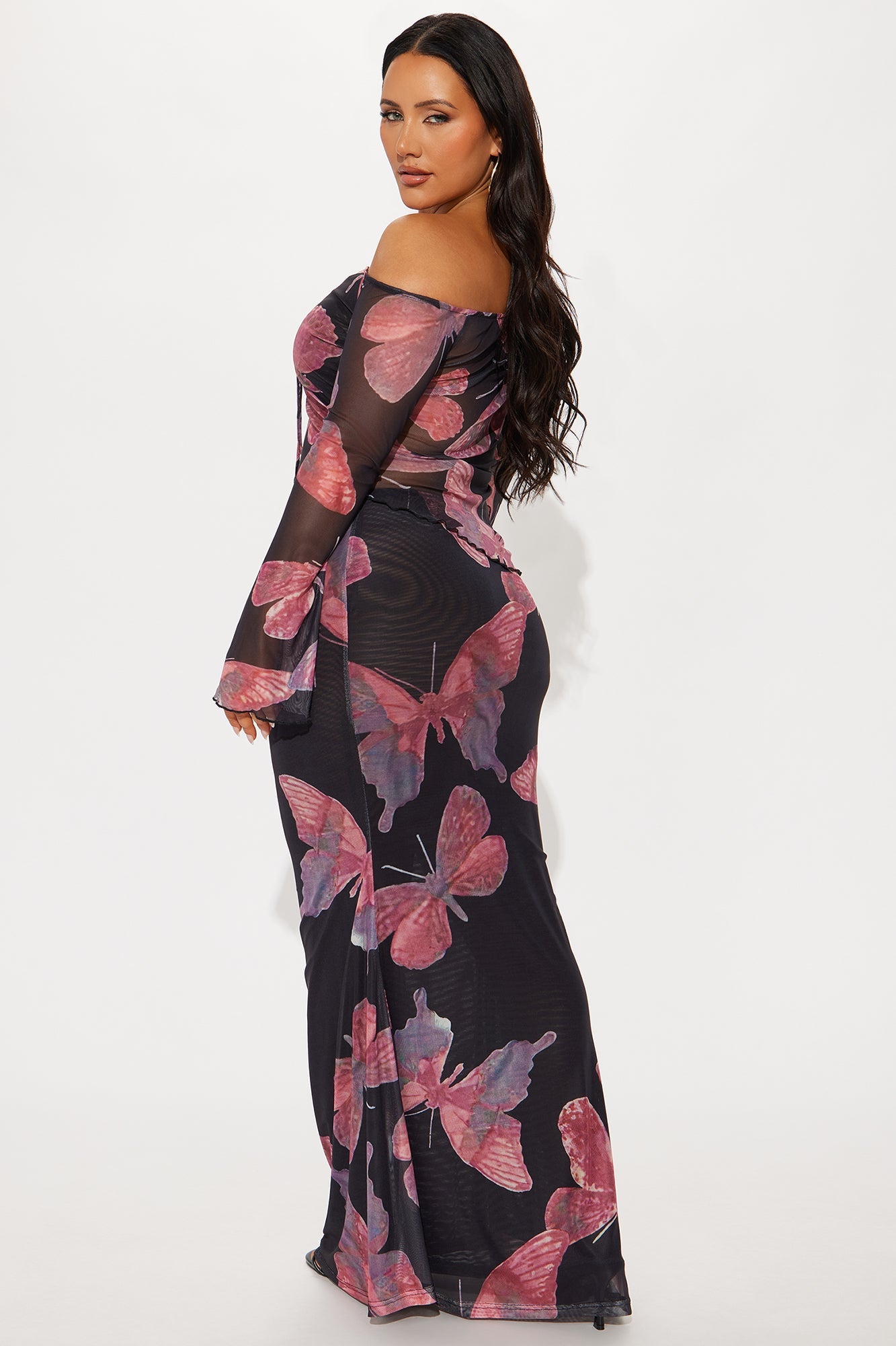 Social Butterfly Mesh Skirt Set - Pink/combo