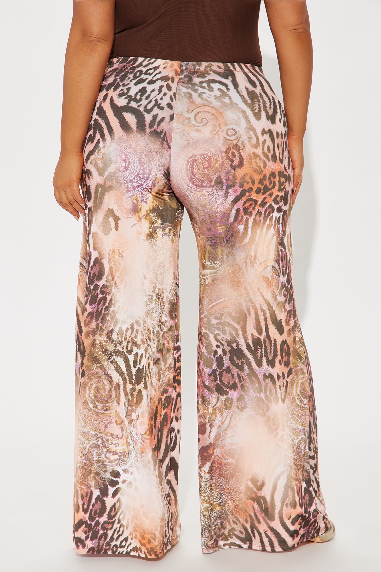 Wild Desire Leopard Wide Leg Pant - Rust/combo