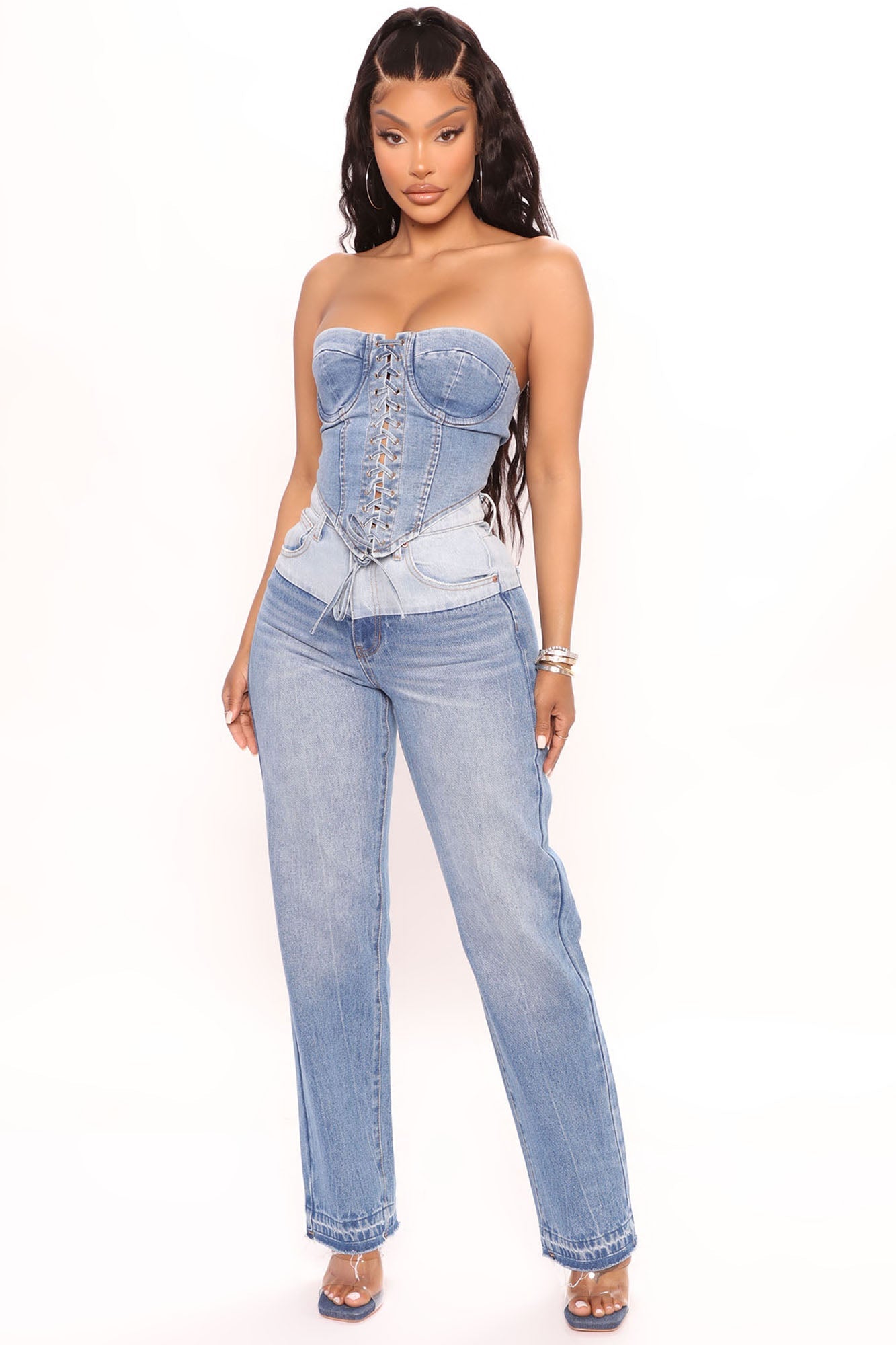Play It Your Way Denim Corset - Medium Wash
