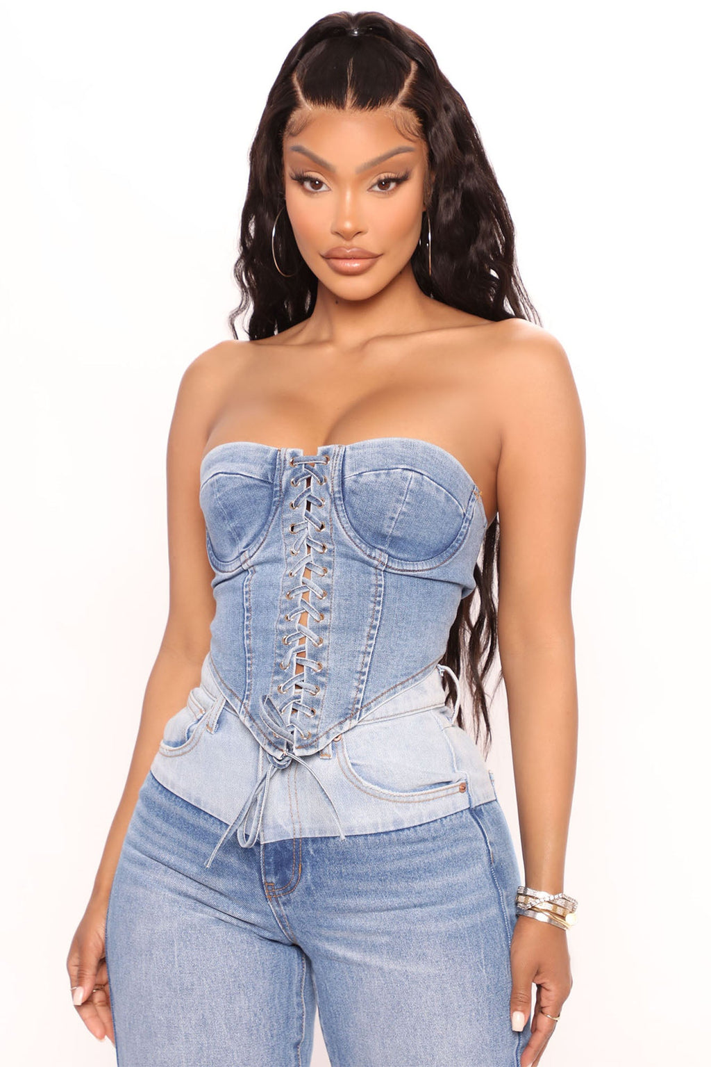 Play It Your Way Denim Corset - Medium Wash