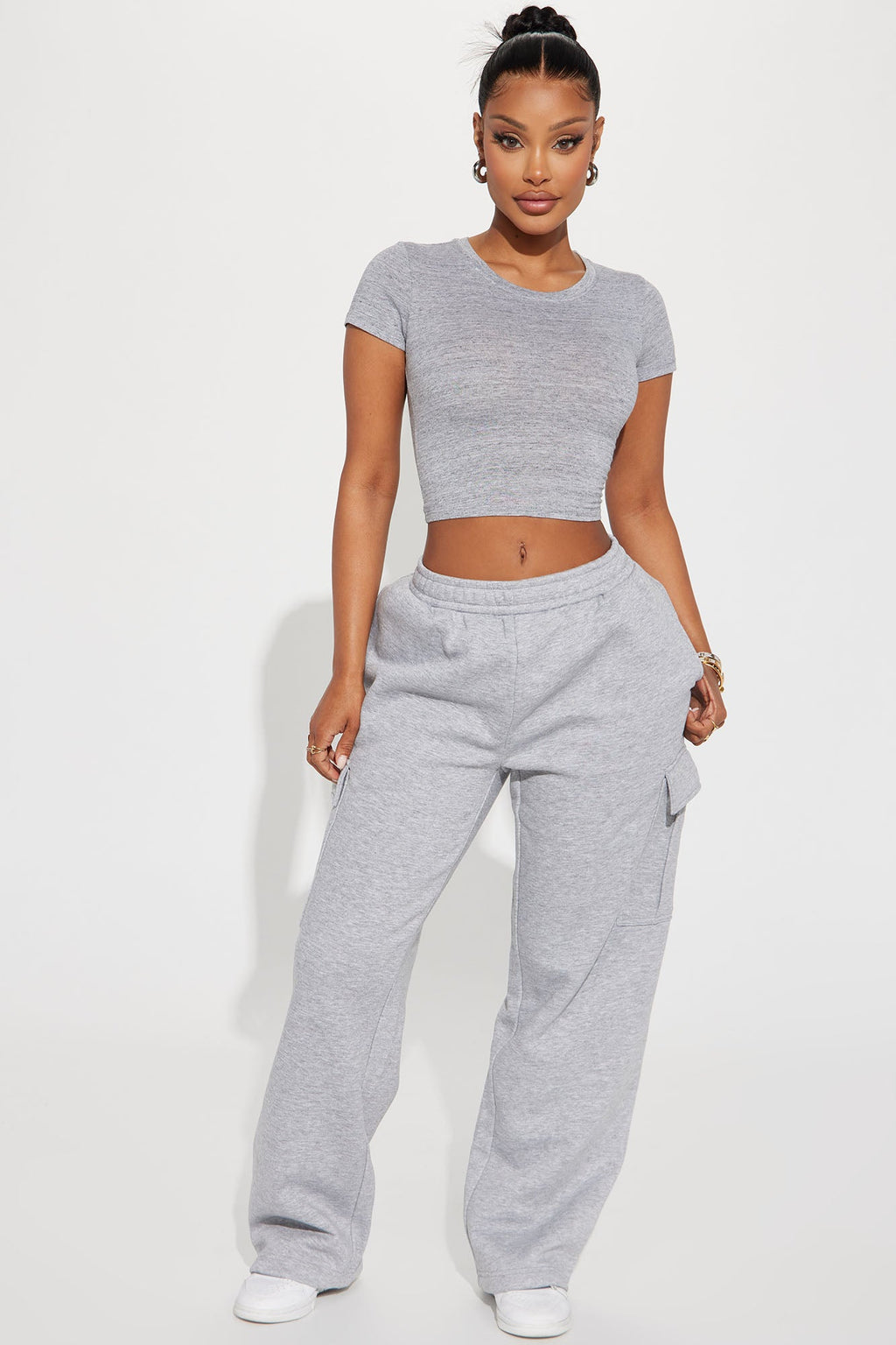 Judia Crew Neck Top - Heather Grey