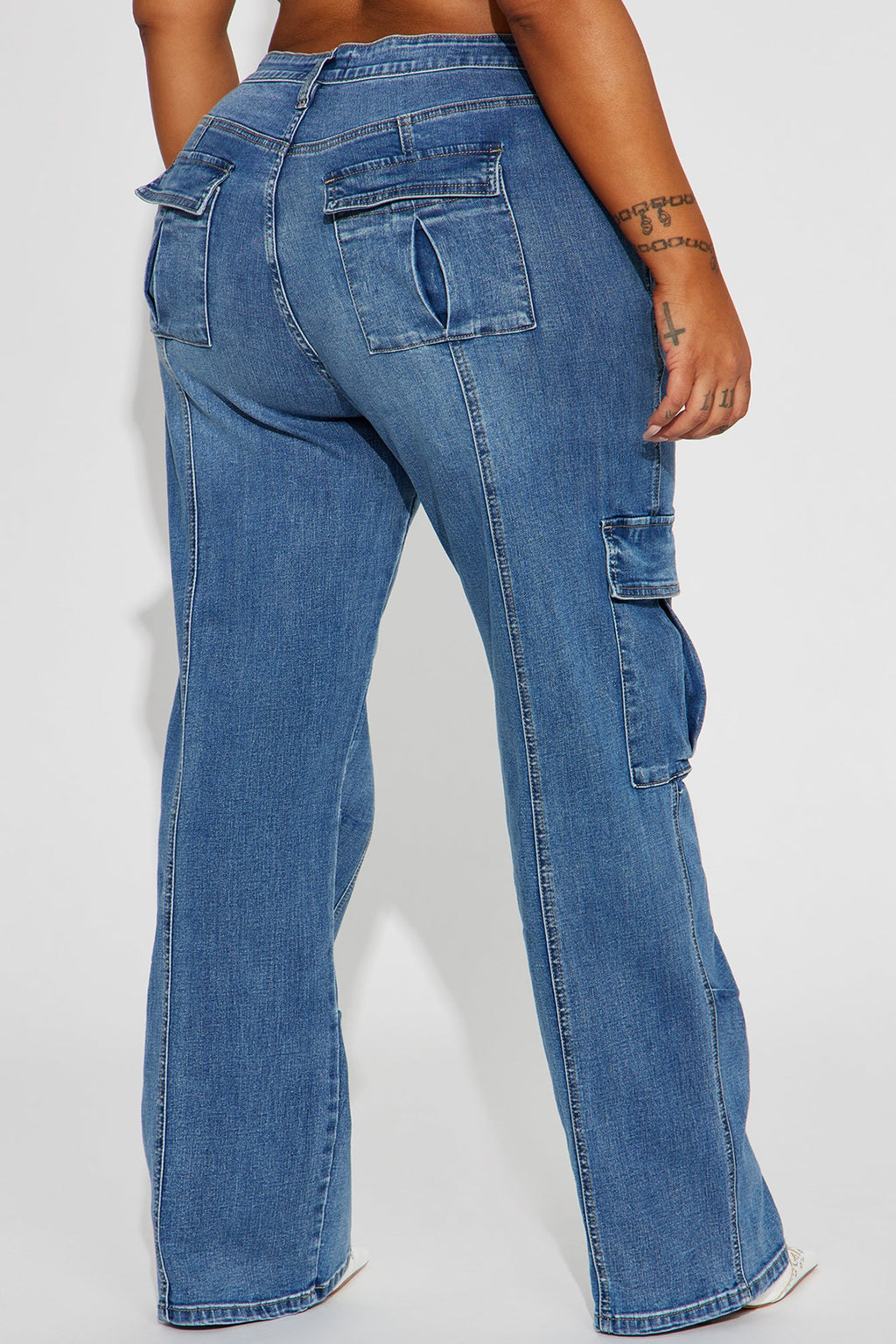 Say It Now Stretch Straight Leg Cargo Jeans - Dark Wash