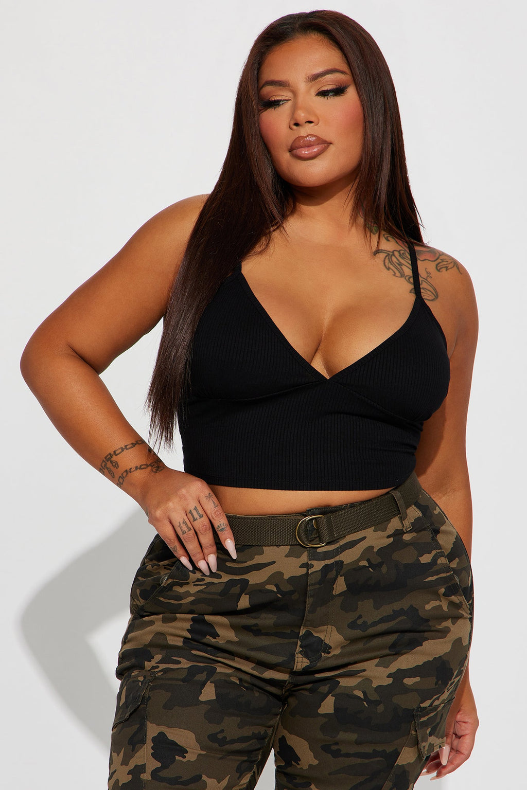 Ellie V Neck Cami Top - Black