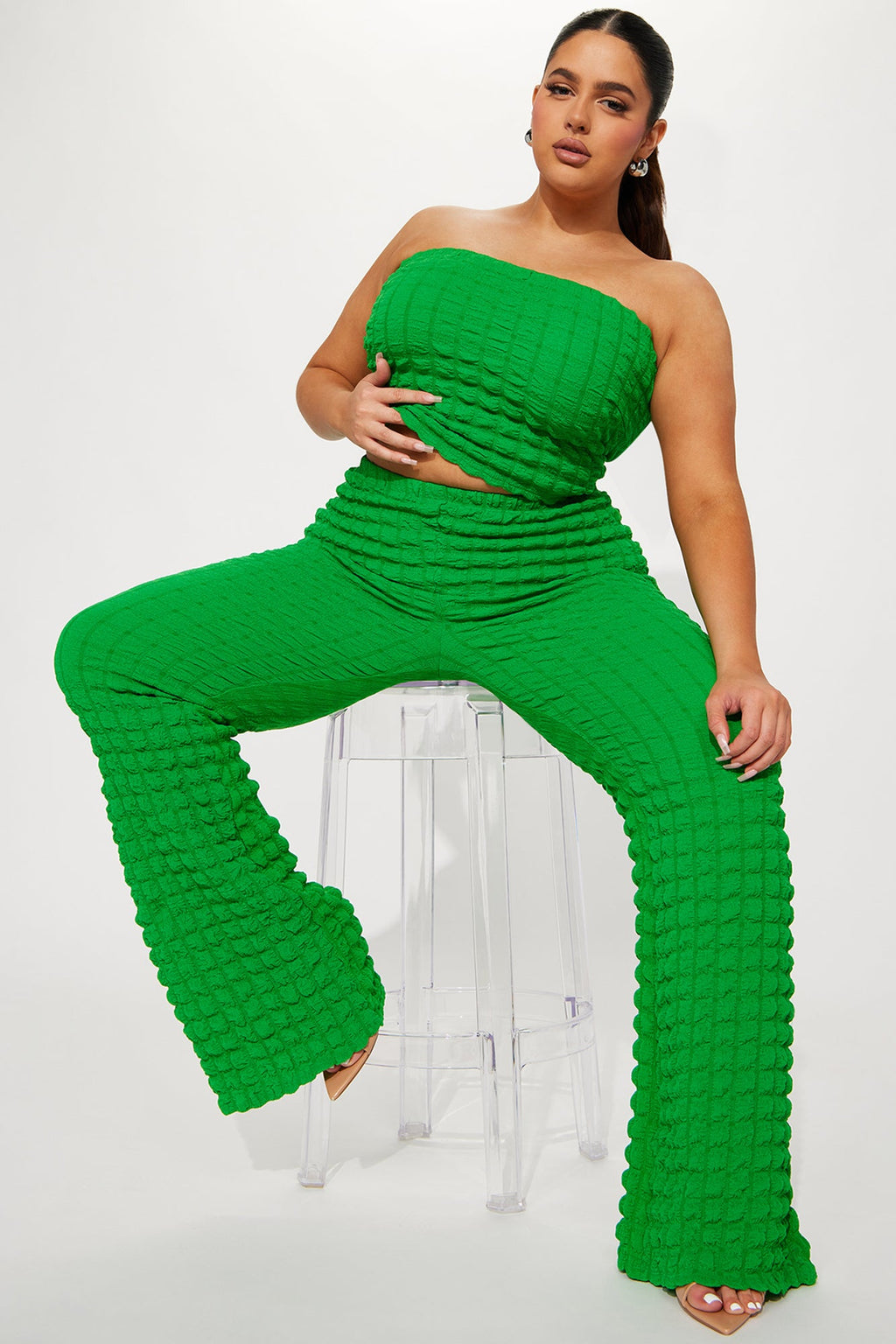 Tell Me All About It Bubble Pant Set - Kelly Green