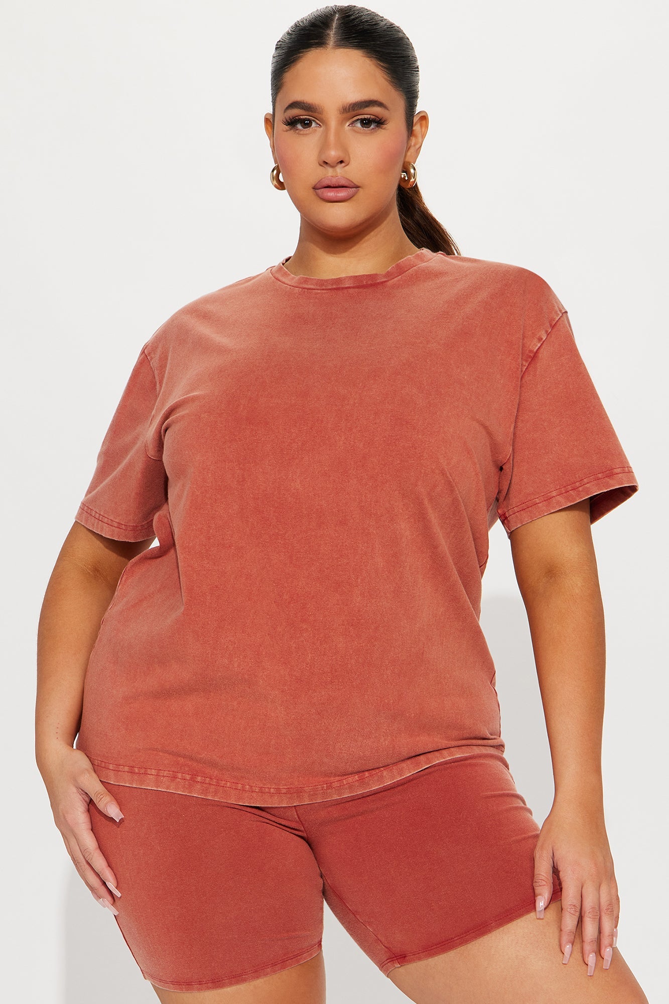 Stepping Out Mineral Wash Short Set - Rust