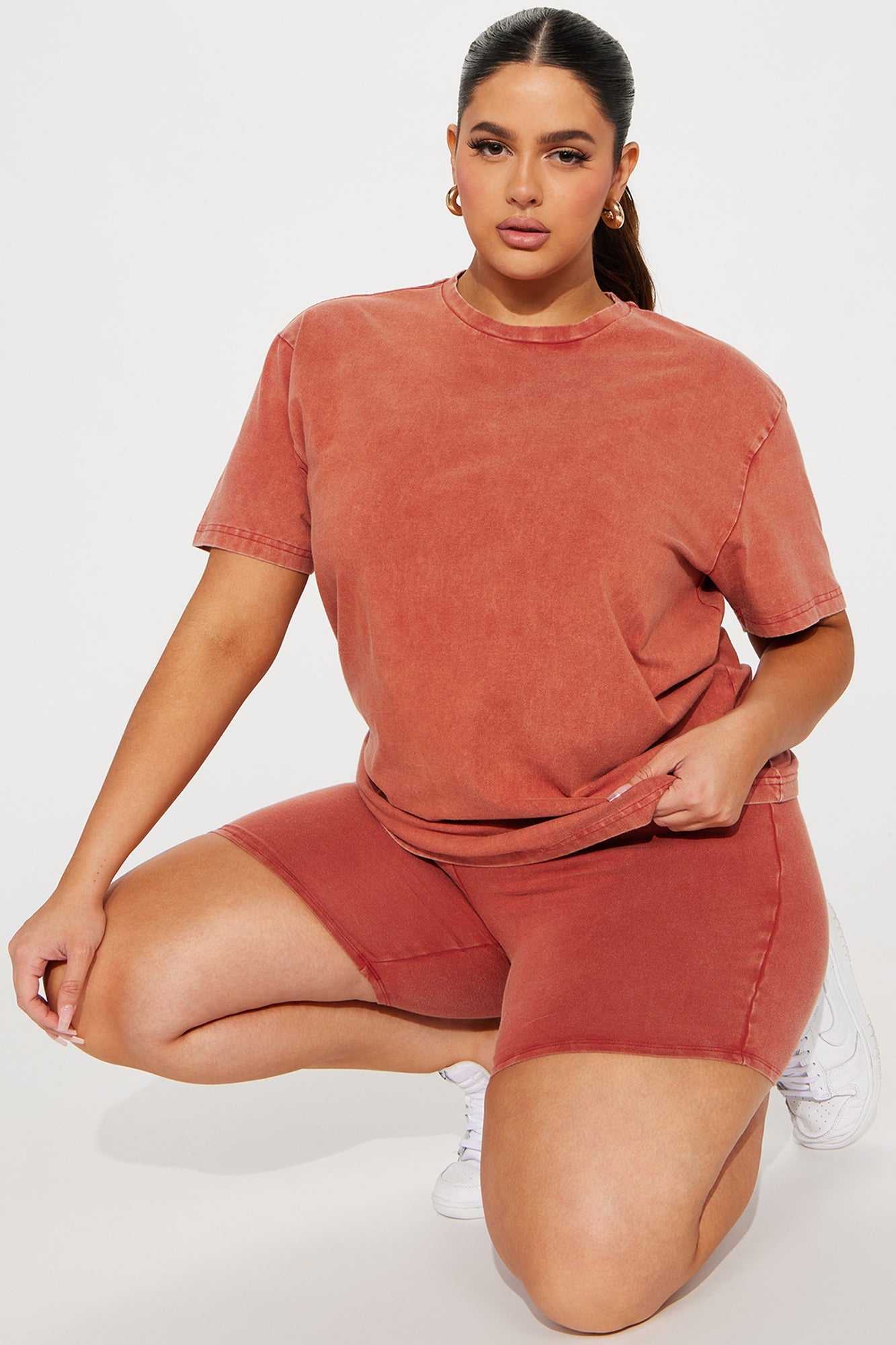 Stepping Out Mineral Wash Short Set - Rust