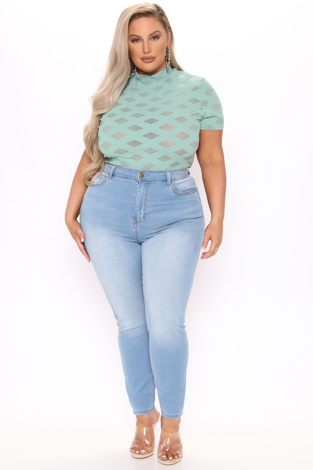 Alexa High Rise Booty Lifter Skinny Jeans - Light Blue Wash