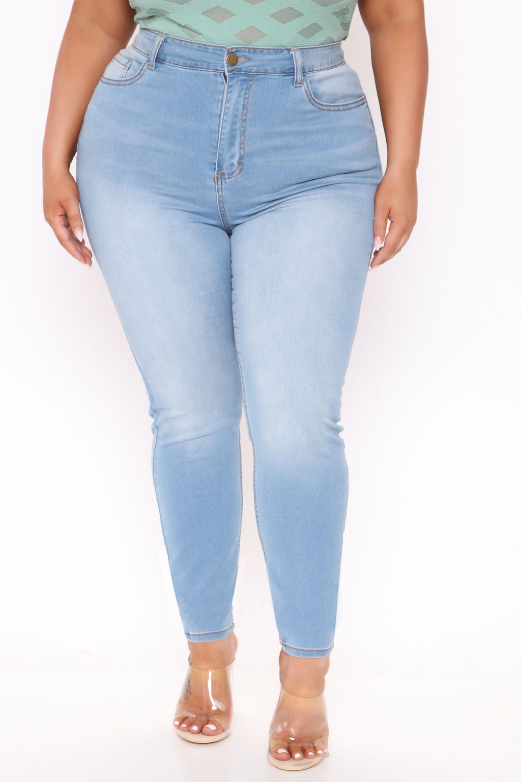 Alexa High Rise Booty Lifter Skinny Jeans - Light Blue Wash