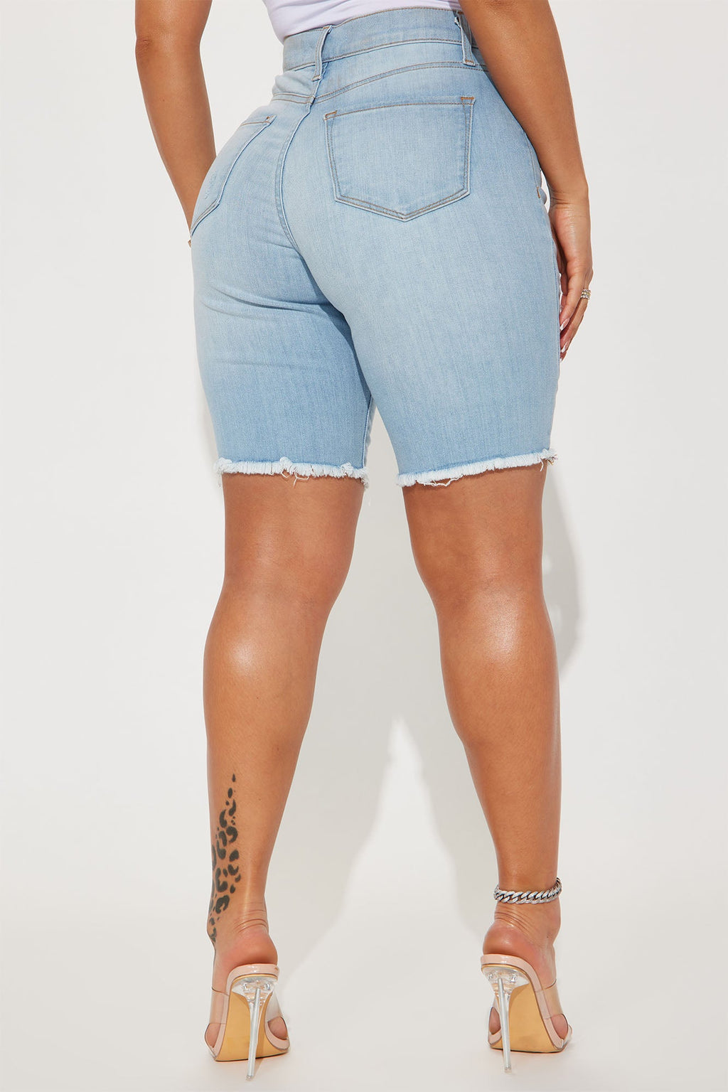 Tight Squeeze Lux Stretch Denim Bermuda Shorts - Light Wash