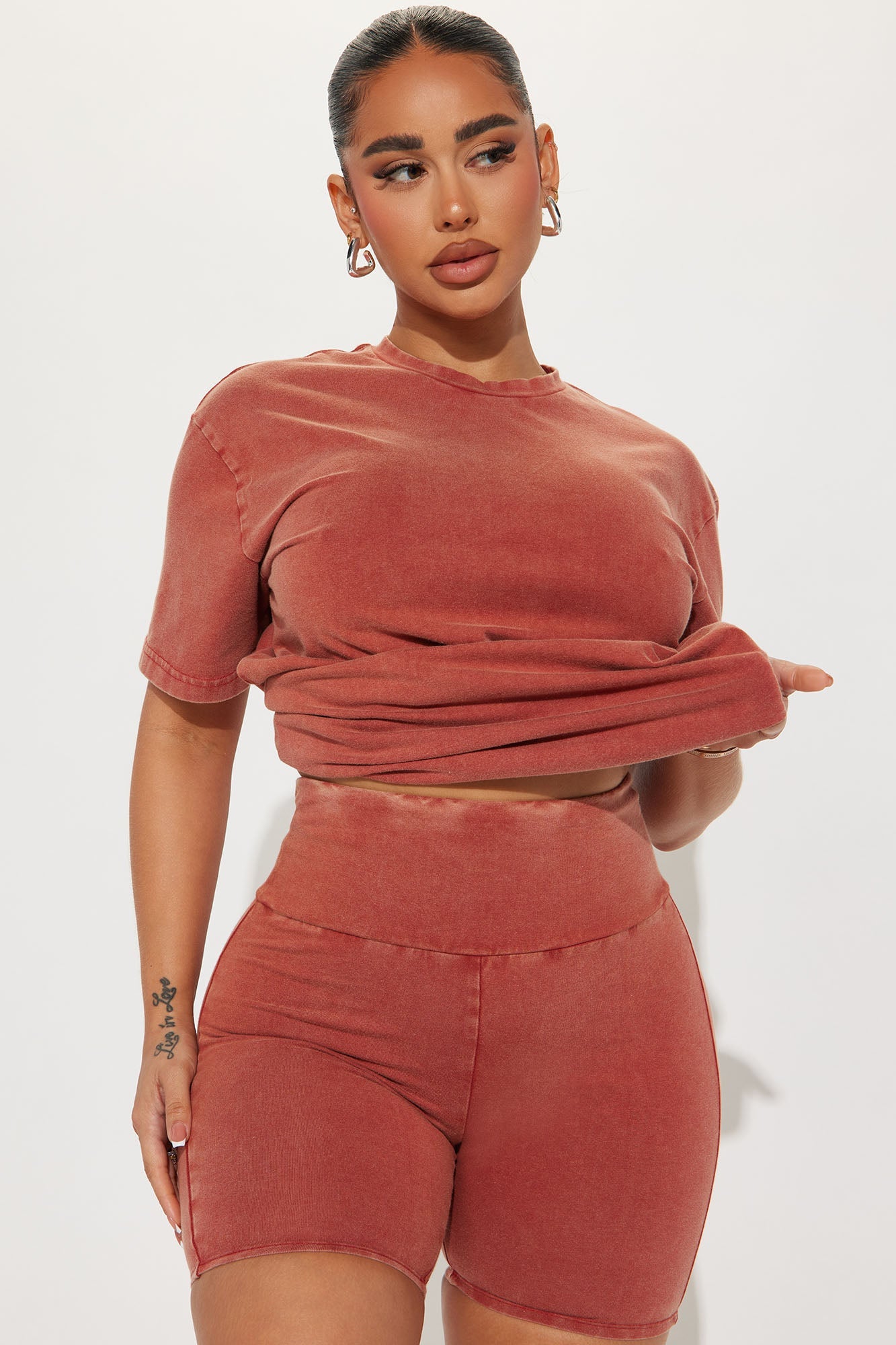 Stepping Out Mineral Wash Short Set - Rust