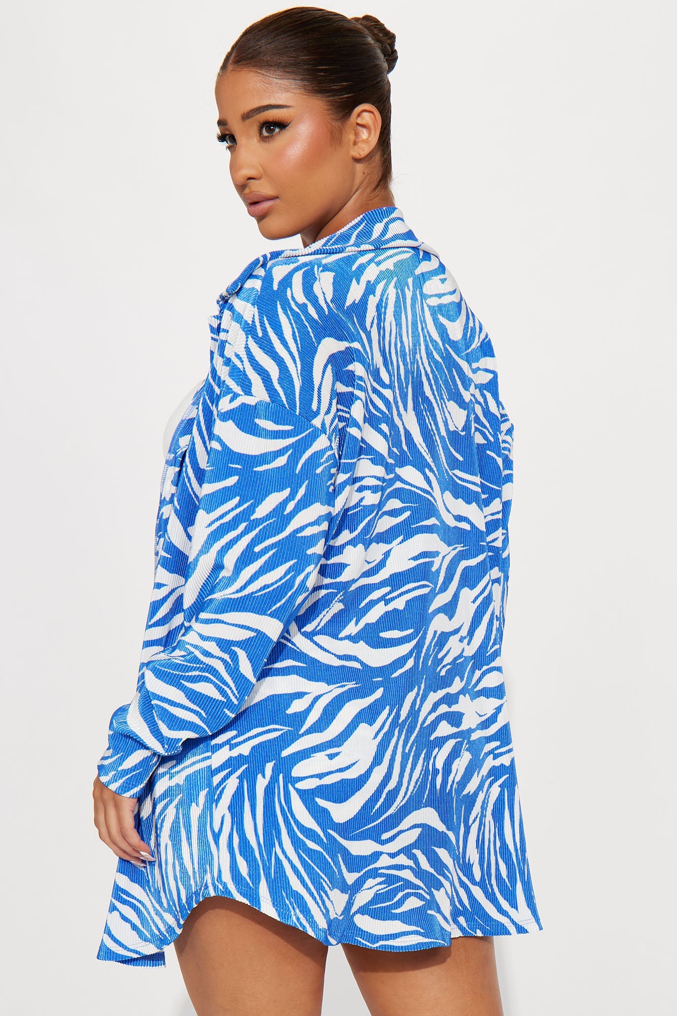 Jaylene Plisse Short Set - Blue/combo