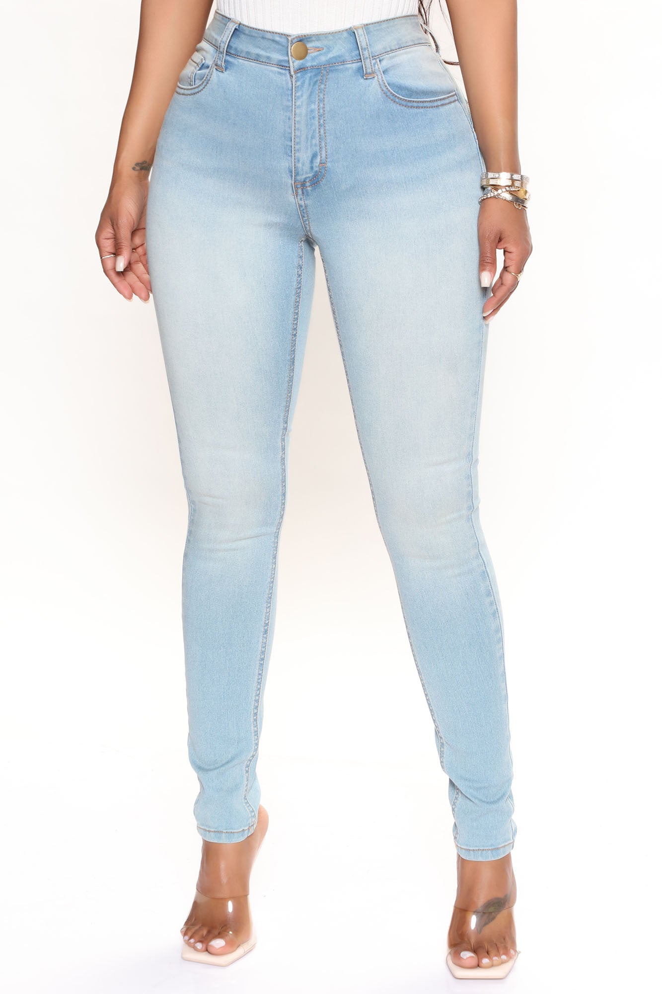 Alexa High Rise Booty Lifter Skinny Jeans - Light Blue Wash